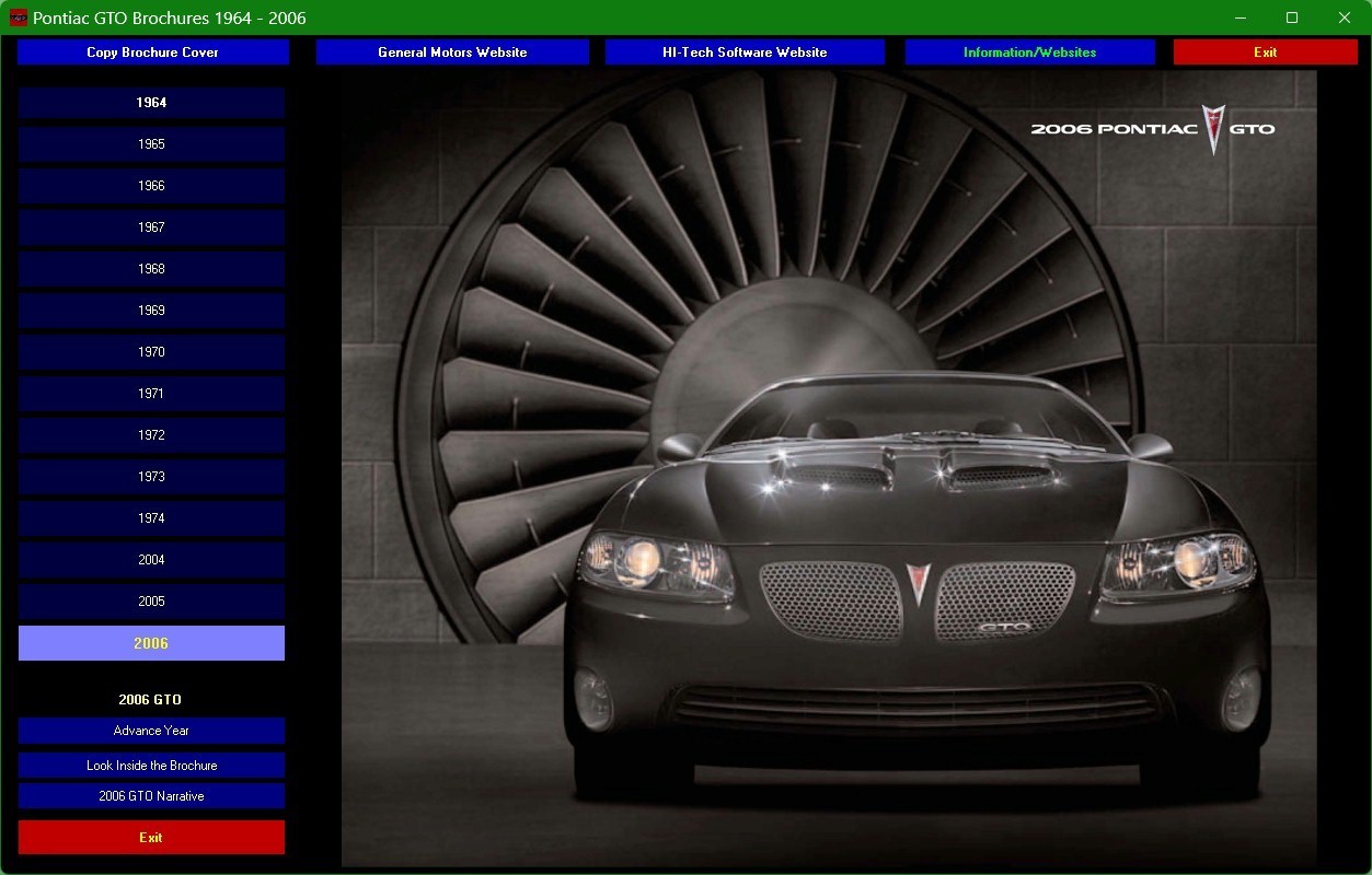 Pontiac GTO Sales Brochures 1964-2006