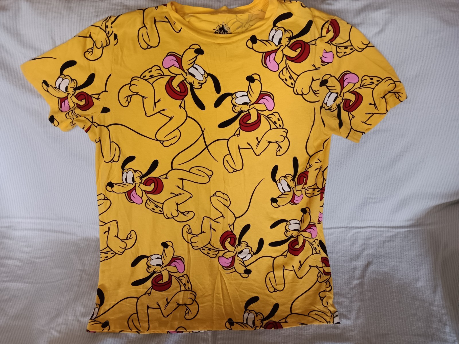 Disney Parks All Over Print Pluto Yellow Shirt Adult Size Medium