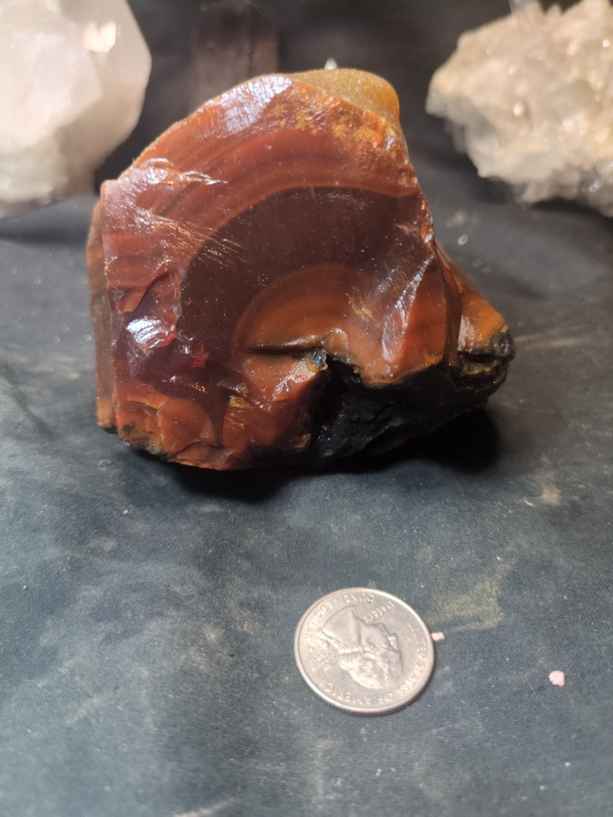 Carnelian w/ Banding & Coated in Crystals Specimen Natural Form (1lb 4oz)
