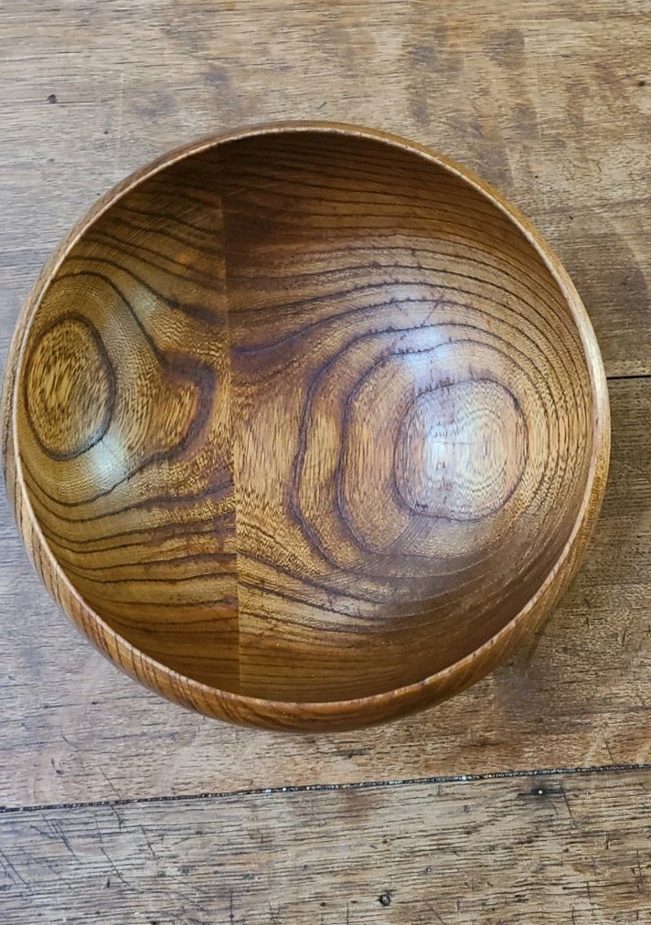 Vintage Wood Bowl Handmade Farmhouse Decor Wooden Fruit Bowl 9.5 In
