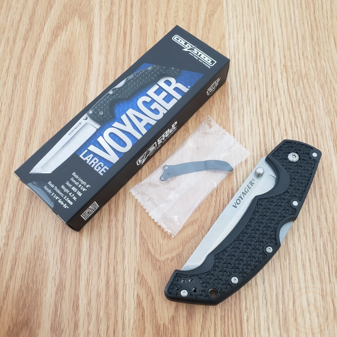 Cold Steel Large Voyager Folding Knife 4″ AUS-10A Steel Blade Griv-Ex Handle