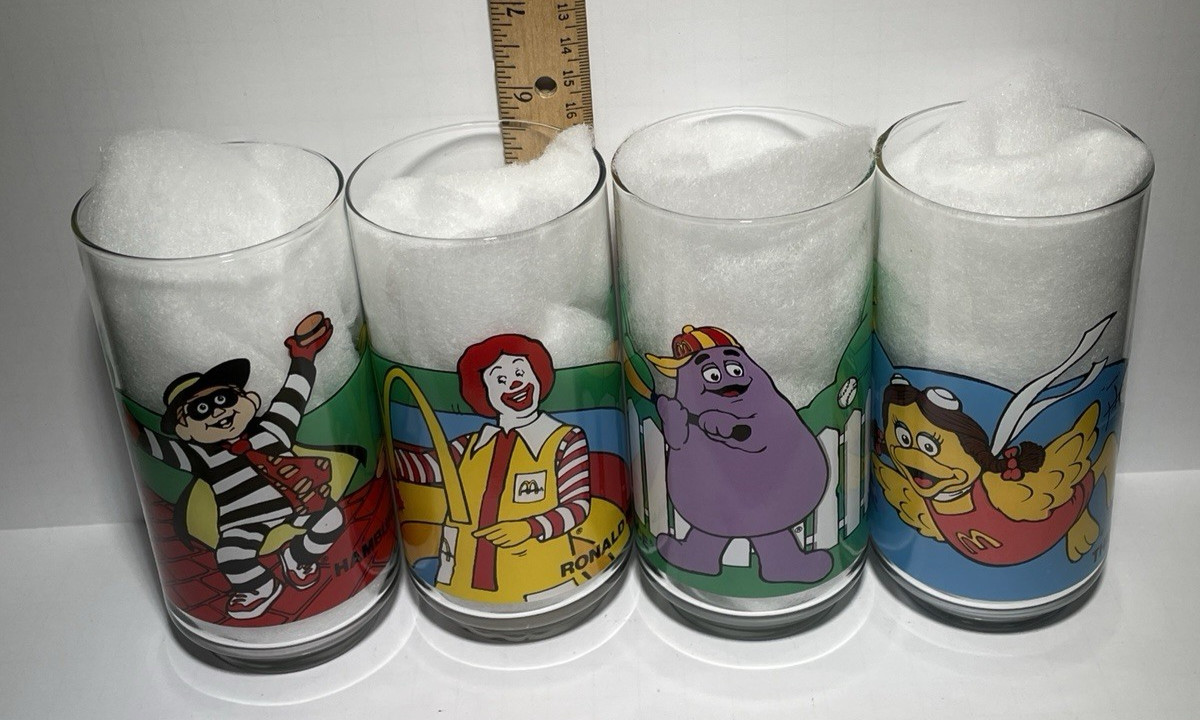 Vintage McDonald’s Coca Cola Glasses Ronald, Grimace, Hamburglar, Birdie- Canada