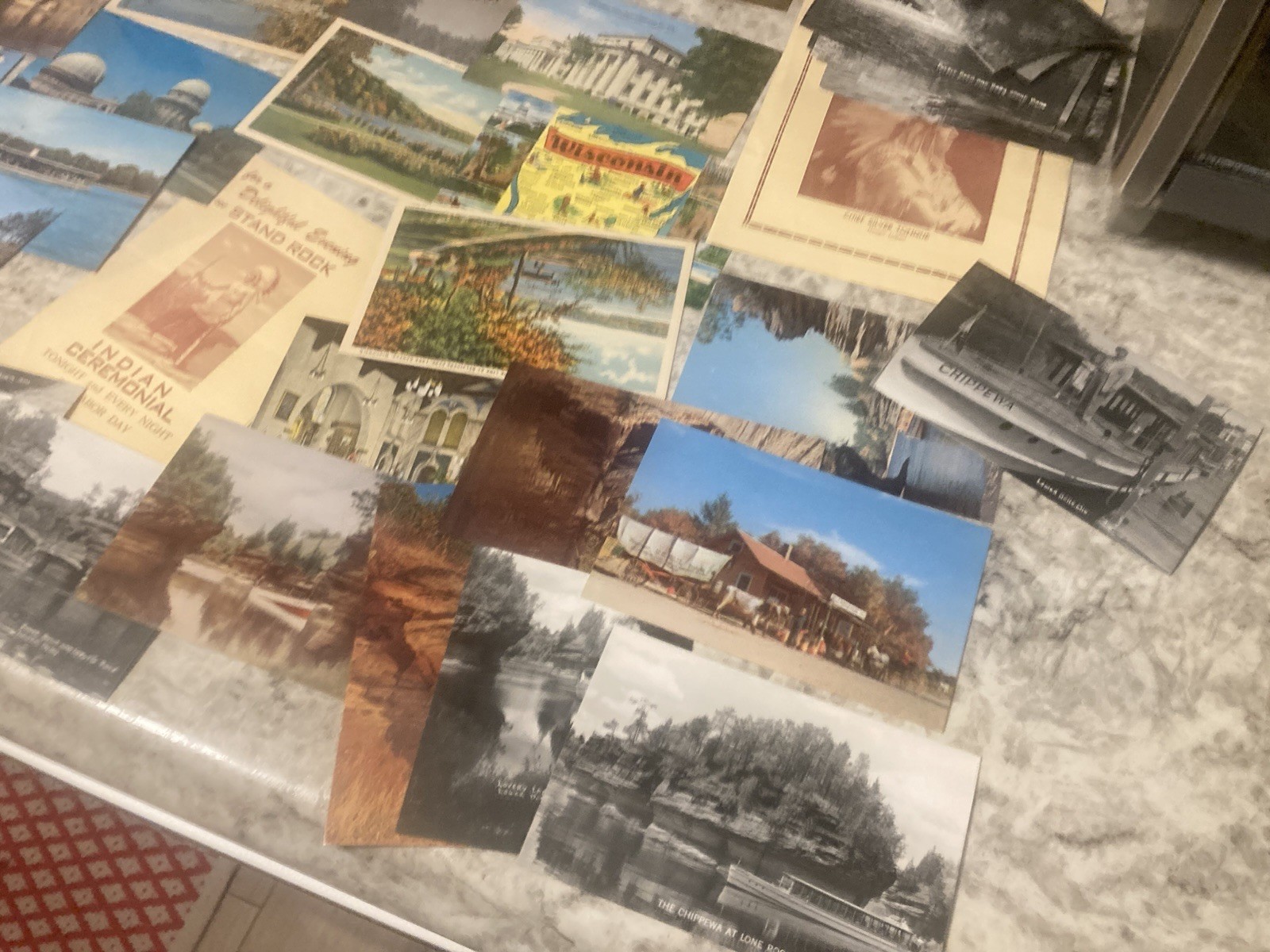 Huge Lot Wis. Scenic Sites Scrapbook Album Postcards Duck Tours Mixed 1950’s Etc