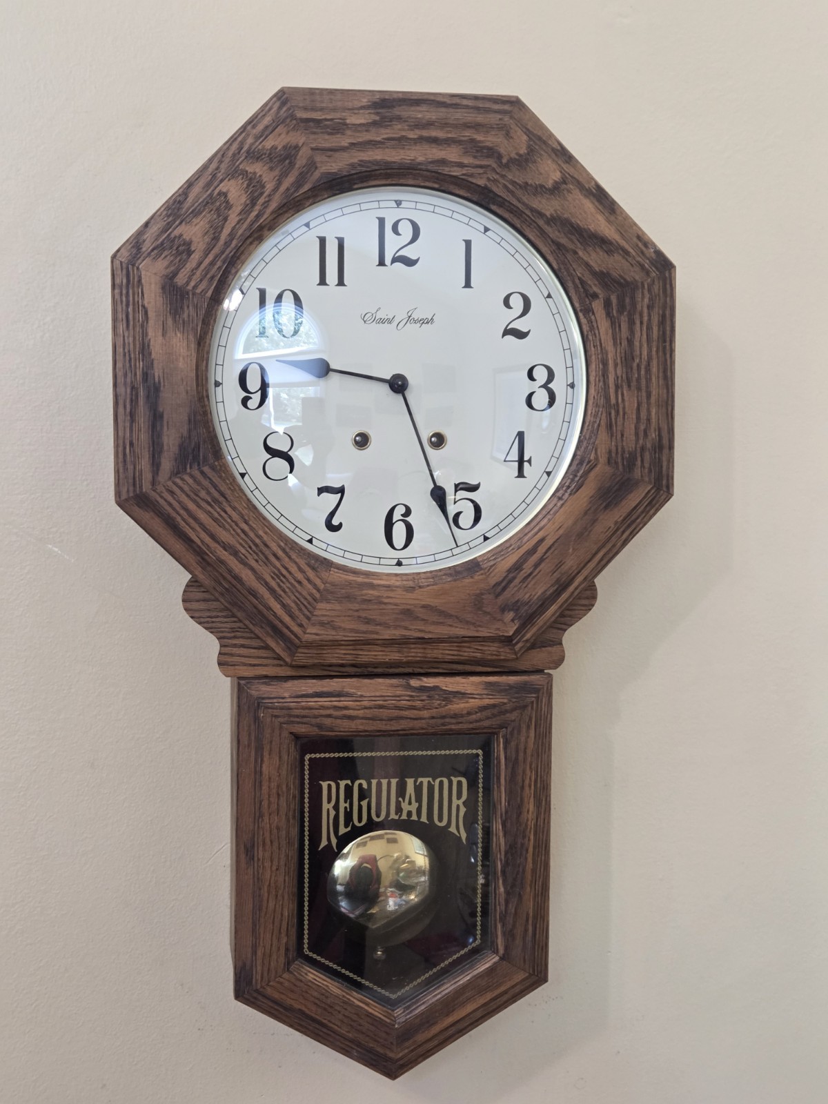 Vintage Saint Joseph Wall Clock Chimes ’73’ Jauch German Movement Serviced W/Key
