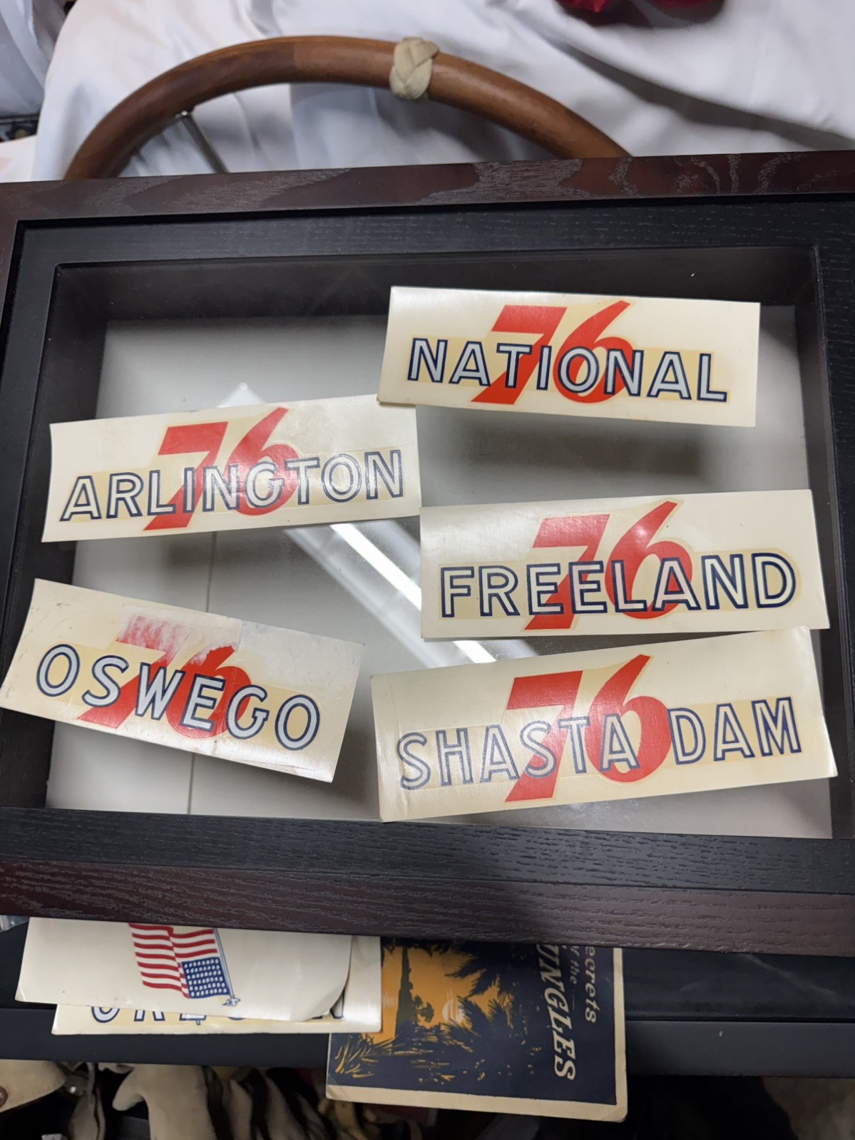 WASHINGTON Oregon vtg union 76 gas oil window sticker Shasta dam Oswego