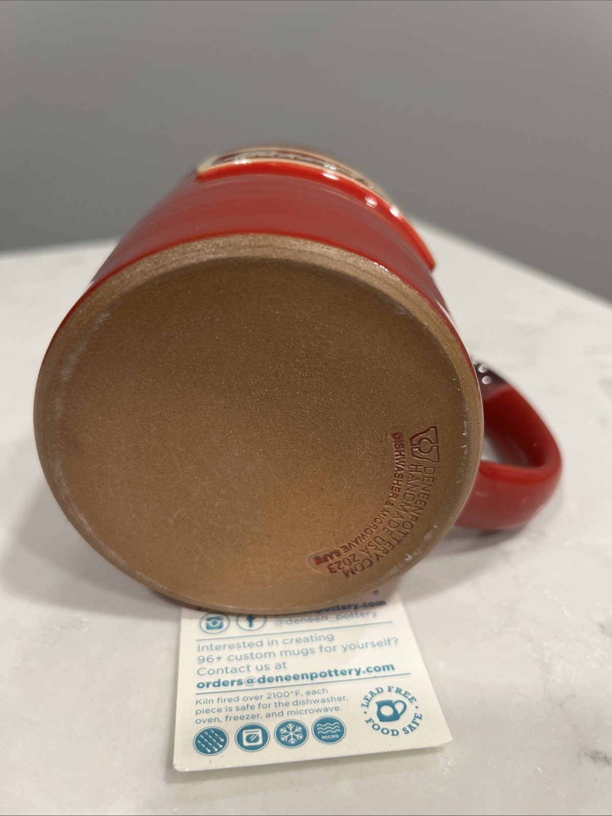 New SNAP-ON TOOLS Handmade DENEEN POTTERY USA Red Drip Glaze Coffee Cup, 2023