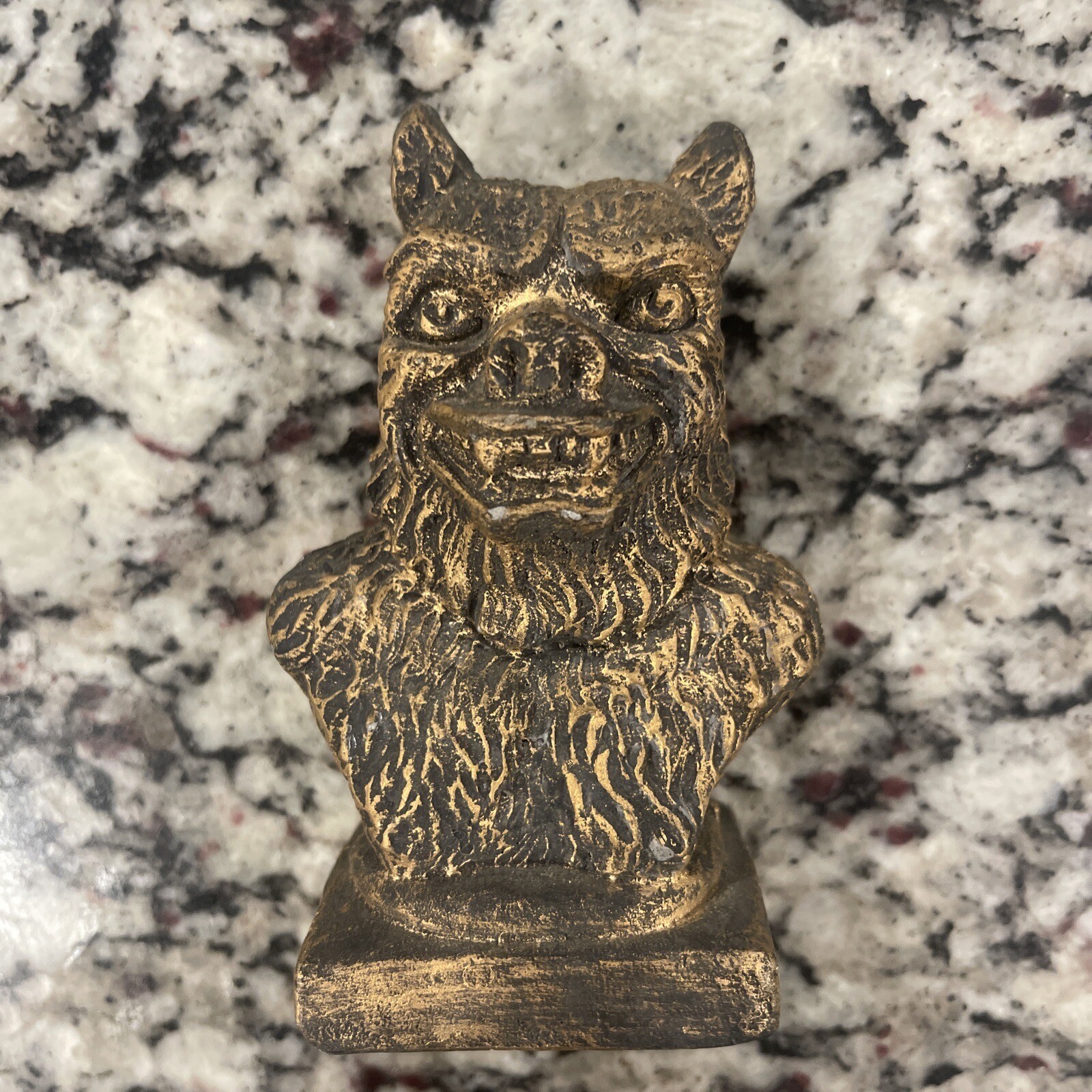Vintage Werewolf Resin/Stone Desktop Shelf Decor Office Halloween 5″