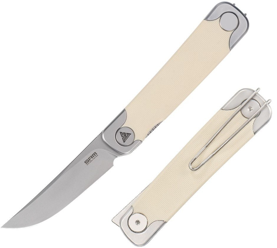 SRM Knives Enso Folding Knife 2.88″ 14C28N Sandvik Steel Blade Tan G10 Handle