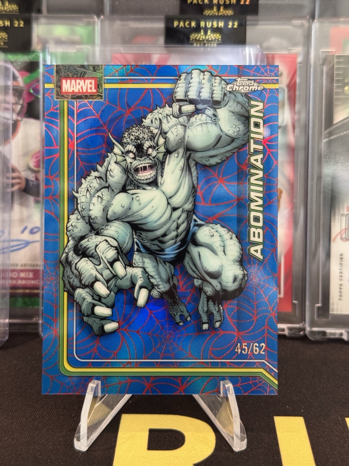 2026 Topps Chrome Marvel Abomination #001 Blue & Red Web Refractor /62