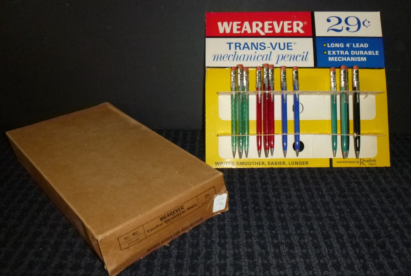 Vtg 50s 60s Wearever Trans-Vue Mechanical Pencil Store Display W/ 12 Pencils