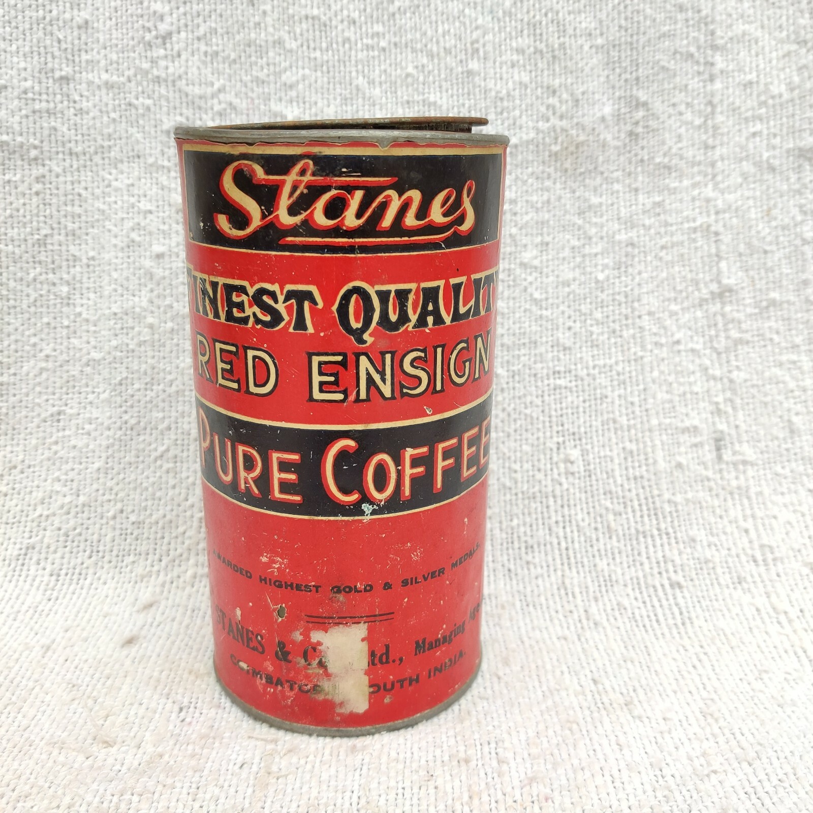 1920s Vintage T Stanes Red Ensign Coffee Advertising Tin Box Collectible TB248