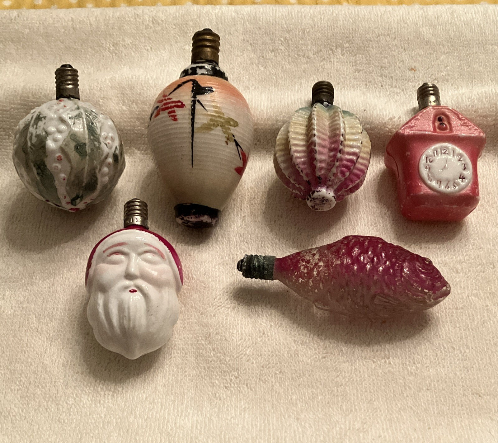 Vintage Lot of 6 Figural Screw-In Christmas Light Bulbs