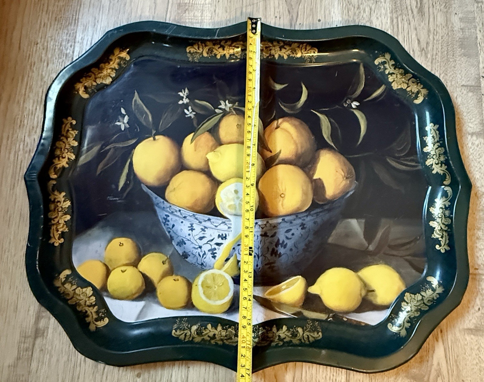 Vintage English Bowl of Lemons Serving Tray Ian Logan Large Serving Tray England