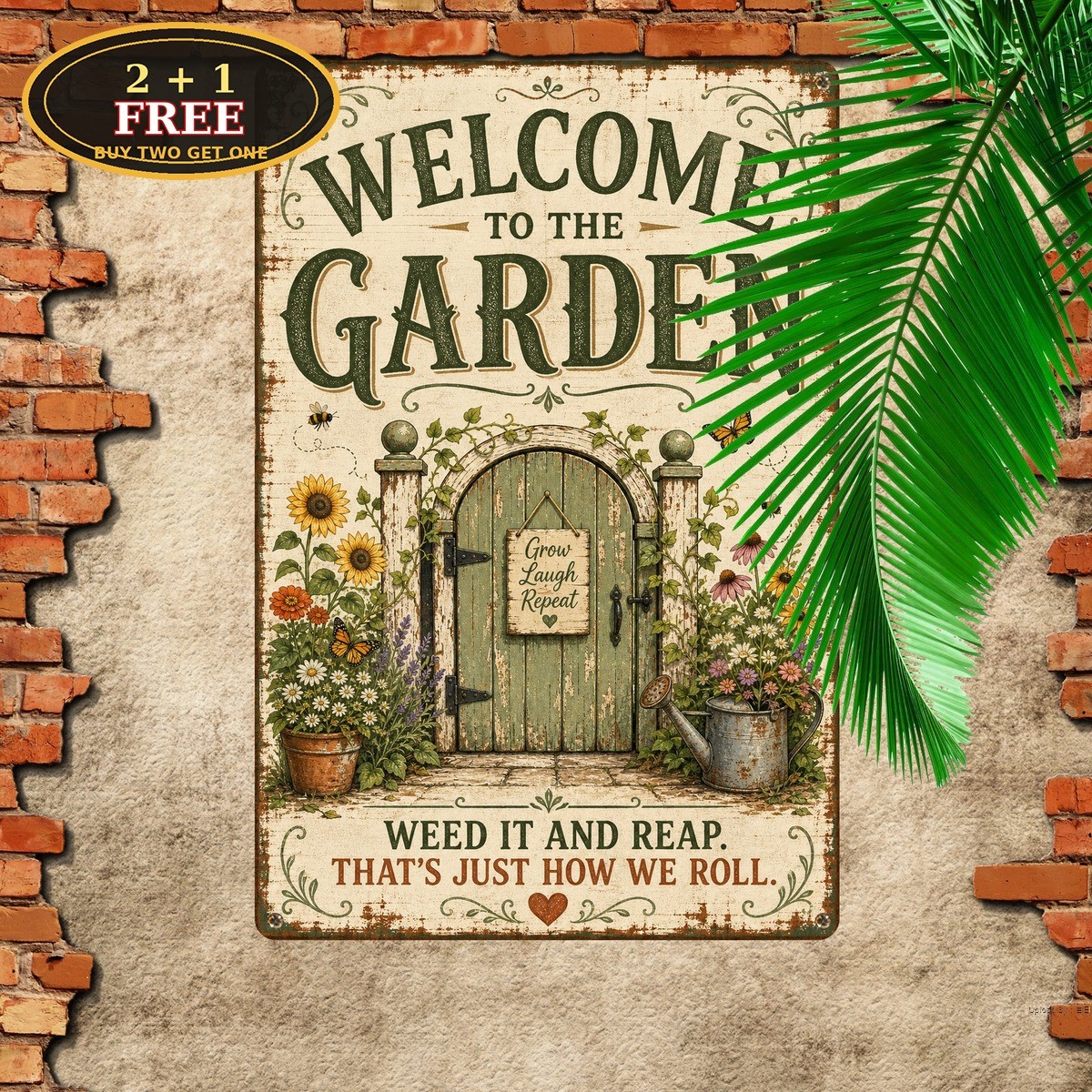 Welcome To Our Garden Backyard Porch Flower Nursery Metal Plaque Sign
