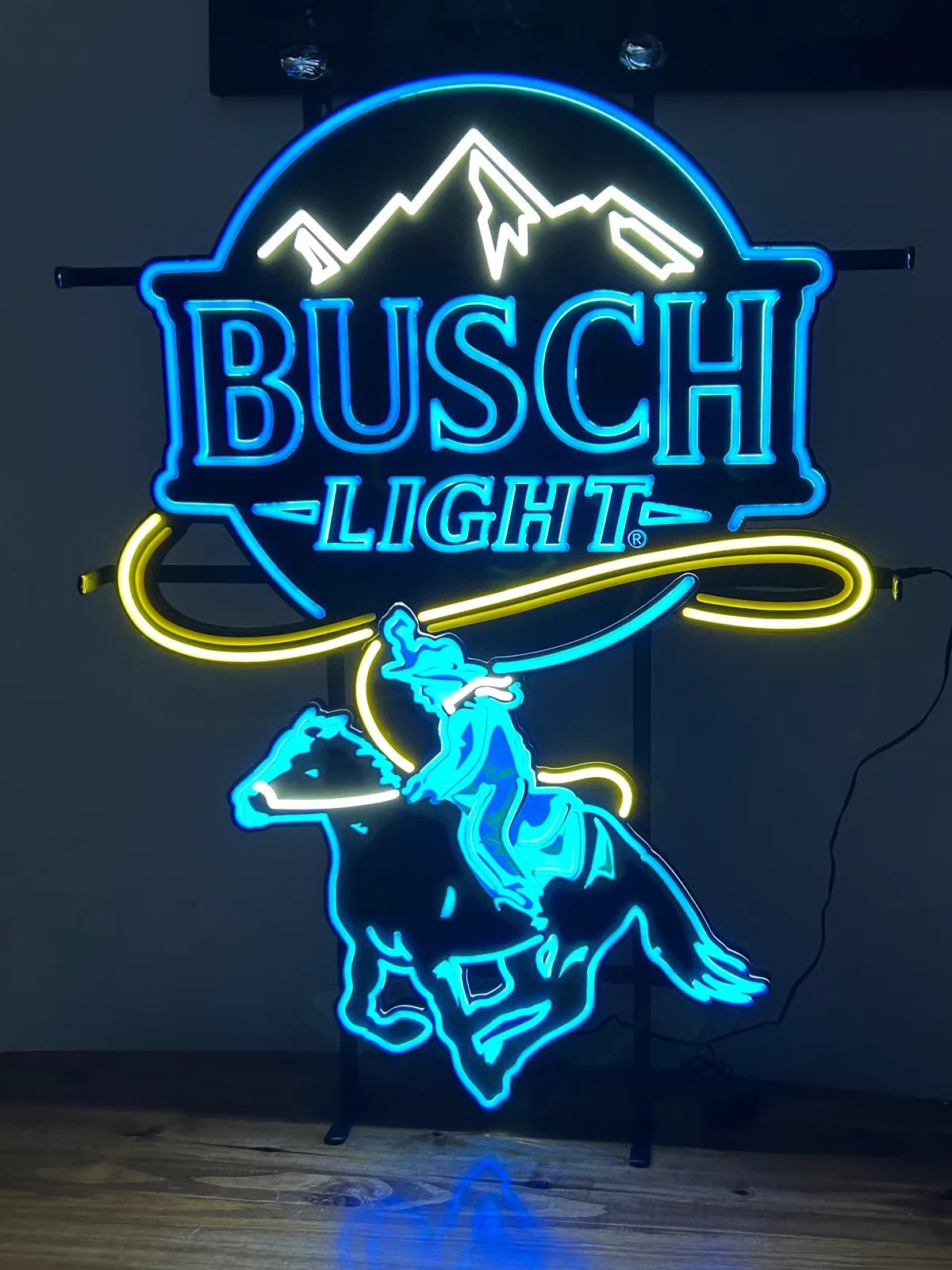 Motion Vivid LED Beer Neon Sign Light Ranching Farmers Horse Cowboy Bar Decor