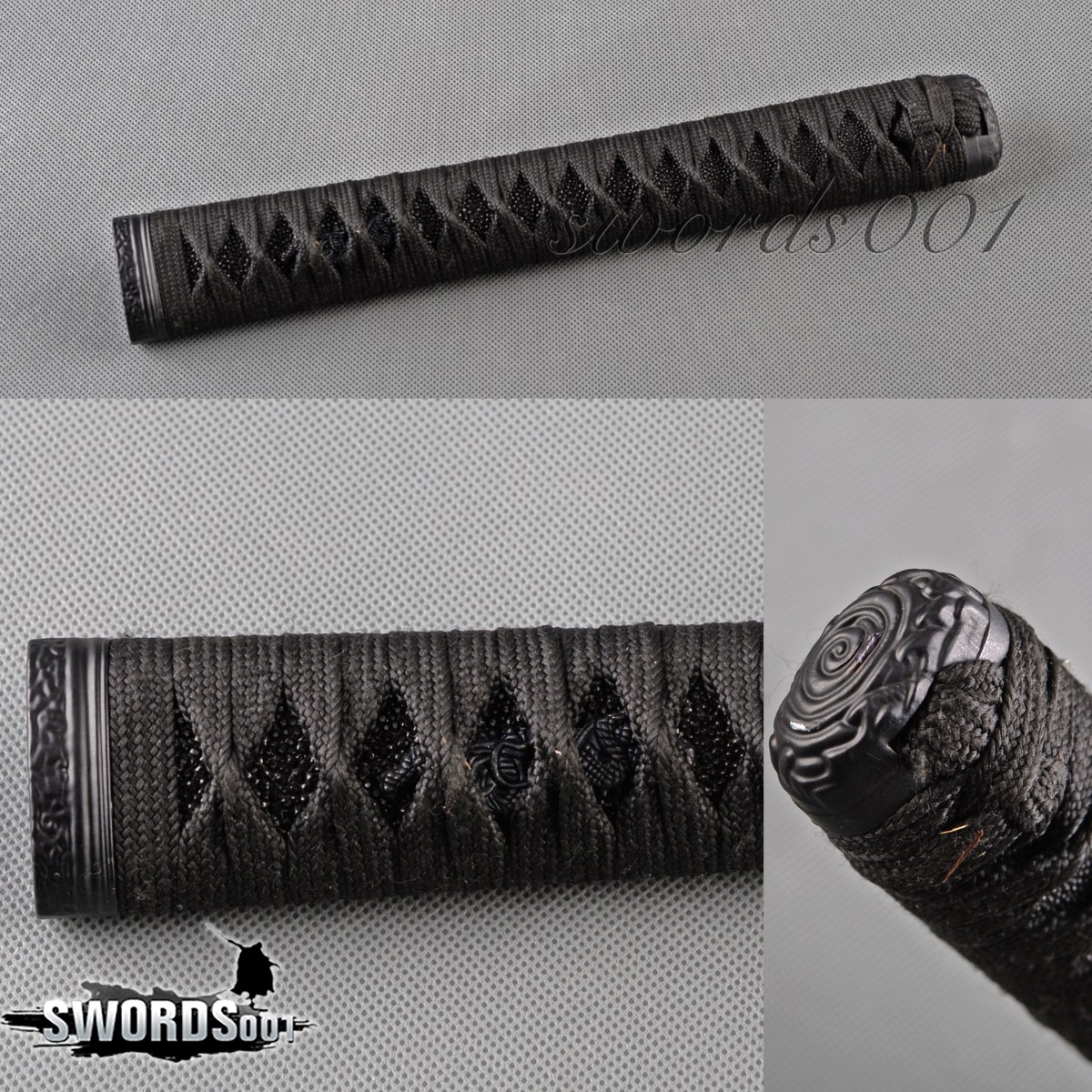 26cm Black Ito Genuine Rayskin Tsuka Handle For Samurai Katana Sword Maintenance
