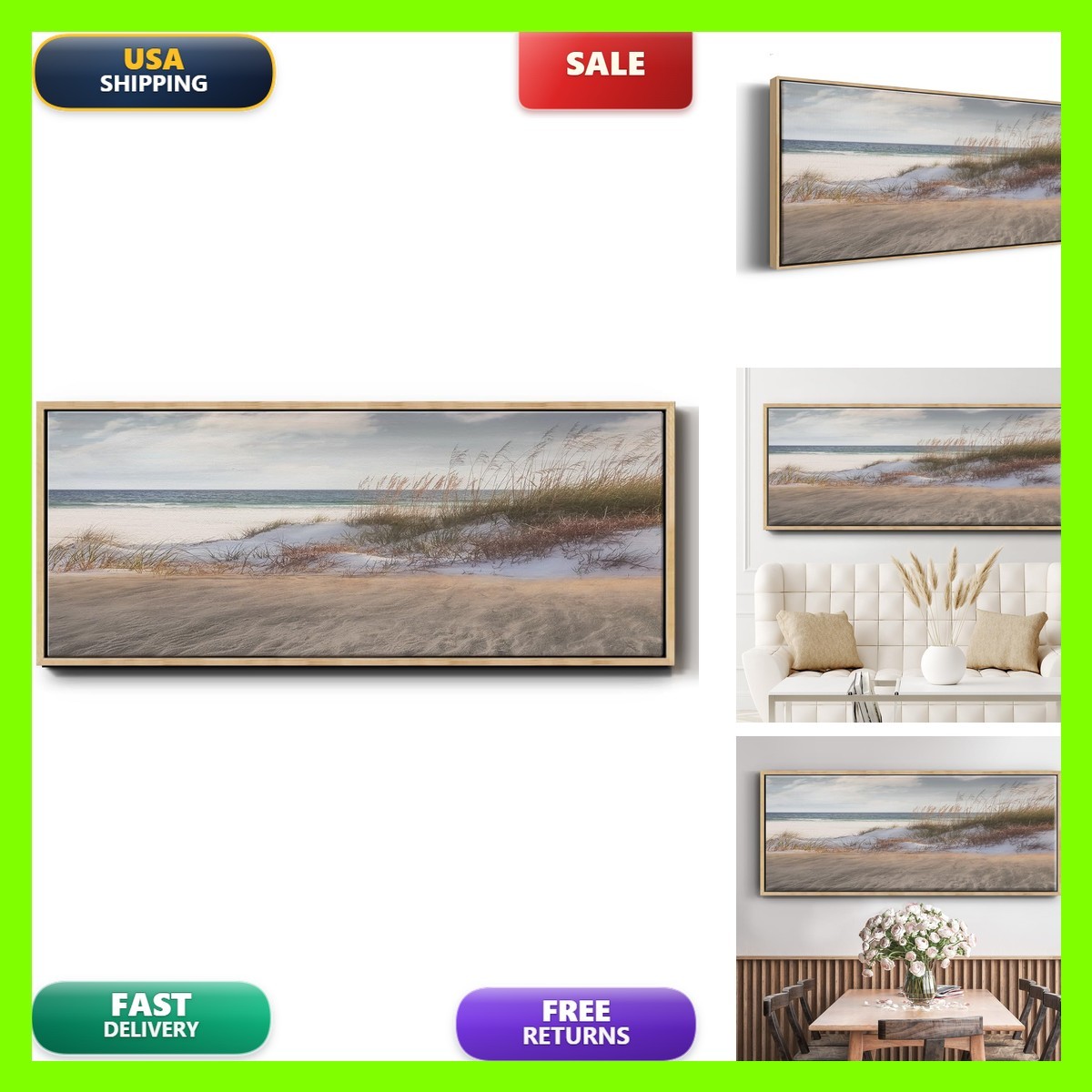 Renditions Gallery Beach Grass & Open Air Floater Frame Nature Prints 20″x50″