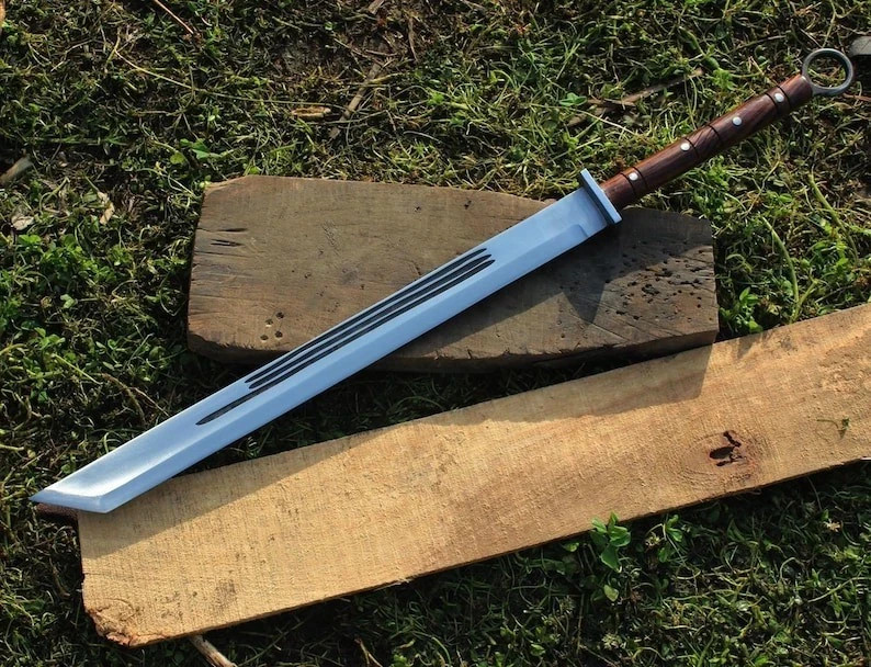 Custom Handmade Carbon Steel Full Tang Tanto Sword Hunting Camping Sword