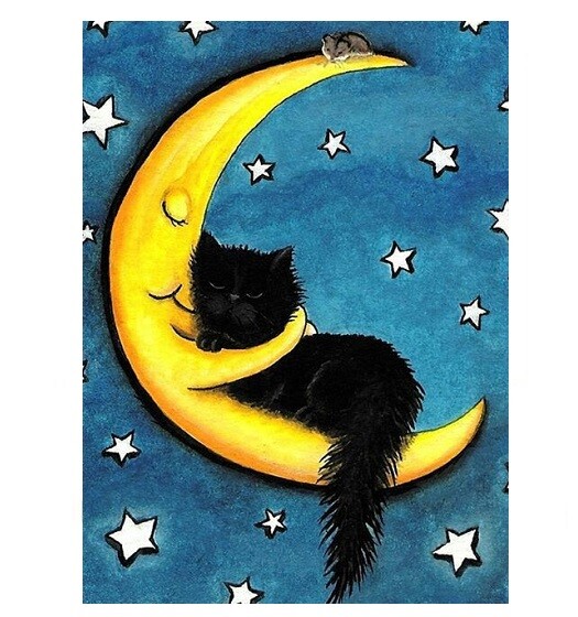 658 – Cute Cat and The Moon Fridge Refrigerator Magnet