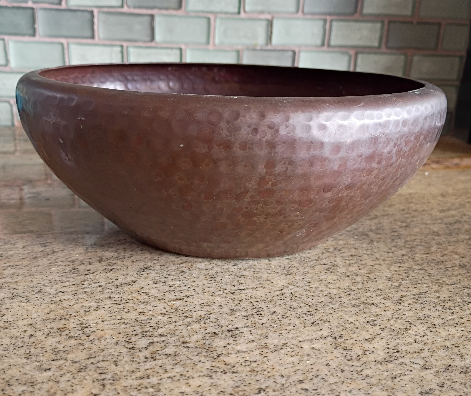 Arts & Crafts Copper Bowl Hand Hammered Heavy Gauge Antique Patina