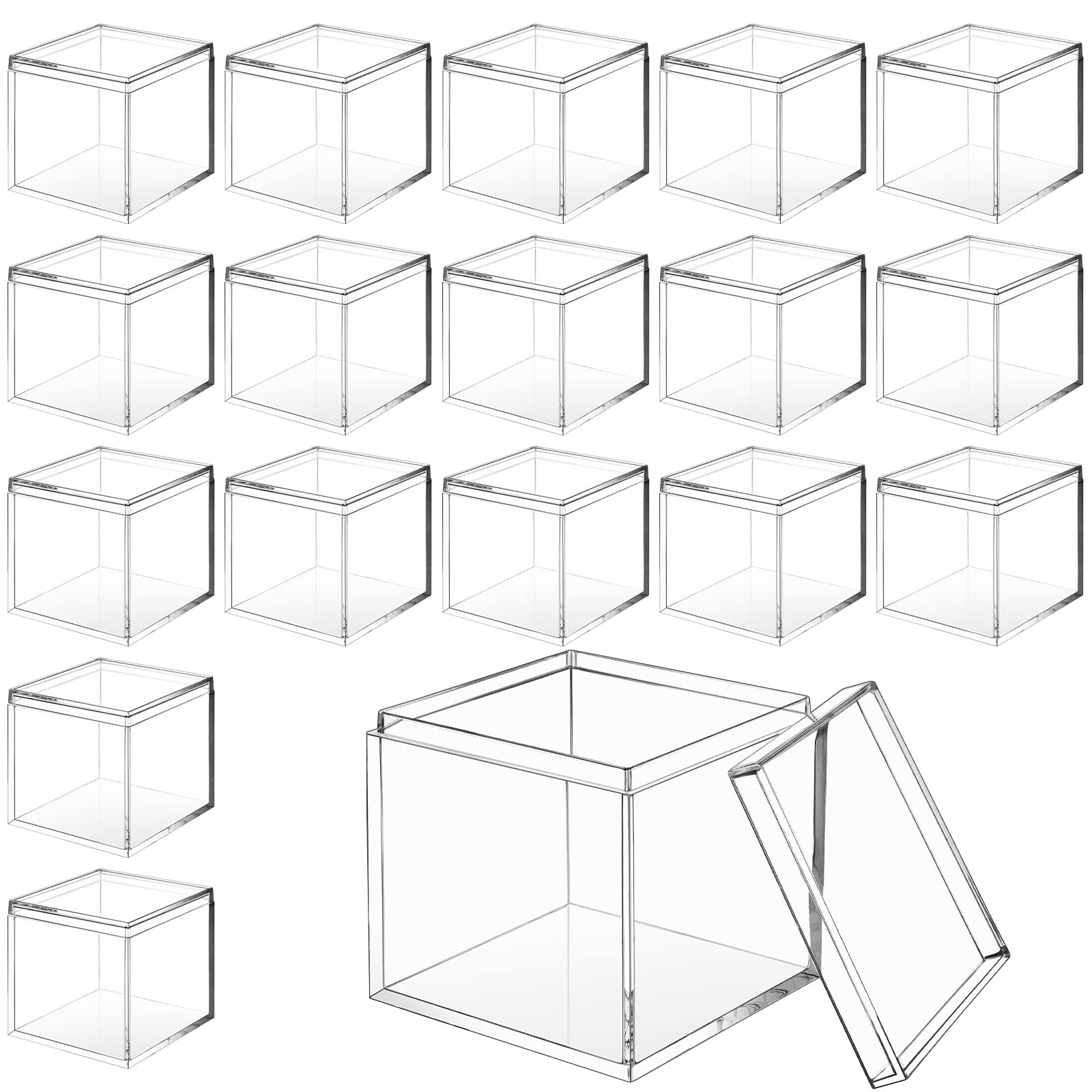 18 Pack Mini Acrylic Boxes Small Jewelry Box with Lid Square Acrylic Container