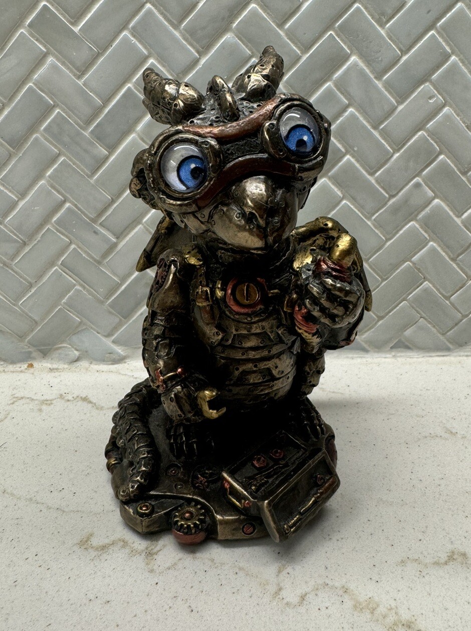 Steampunk TINKERER Blue eyed DRAGON 2019 Veronese Great Condition Figurine Art