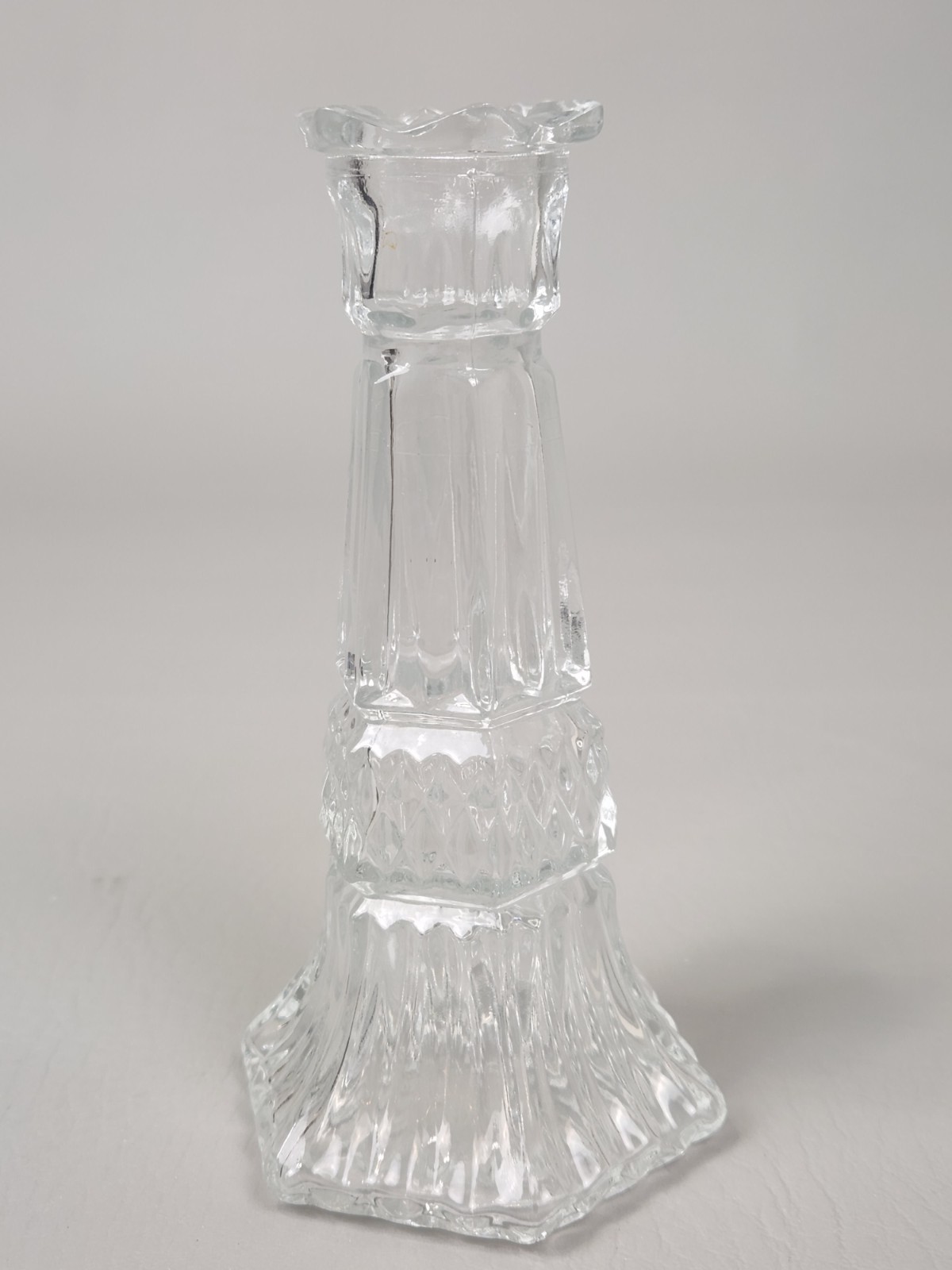 Libbey of Canada Winchester Clear Glass Rose Bud Vase Candle Holder