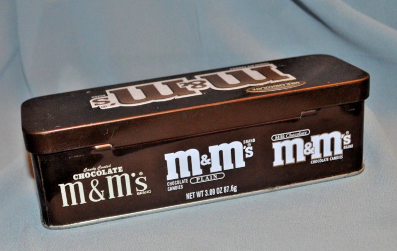 M&Ms Empty Collectible Tin Storage Container Brown