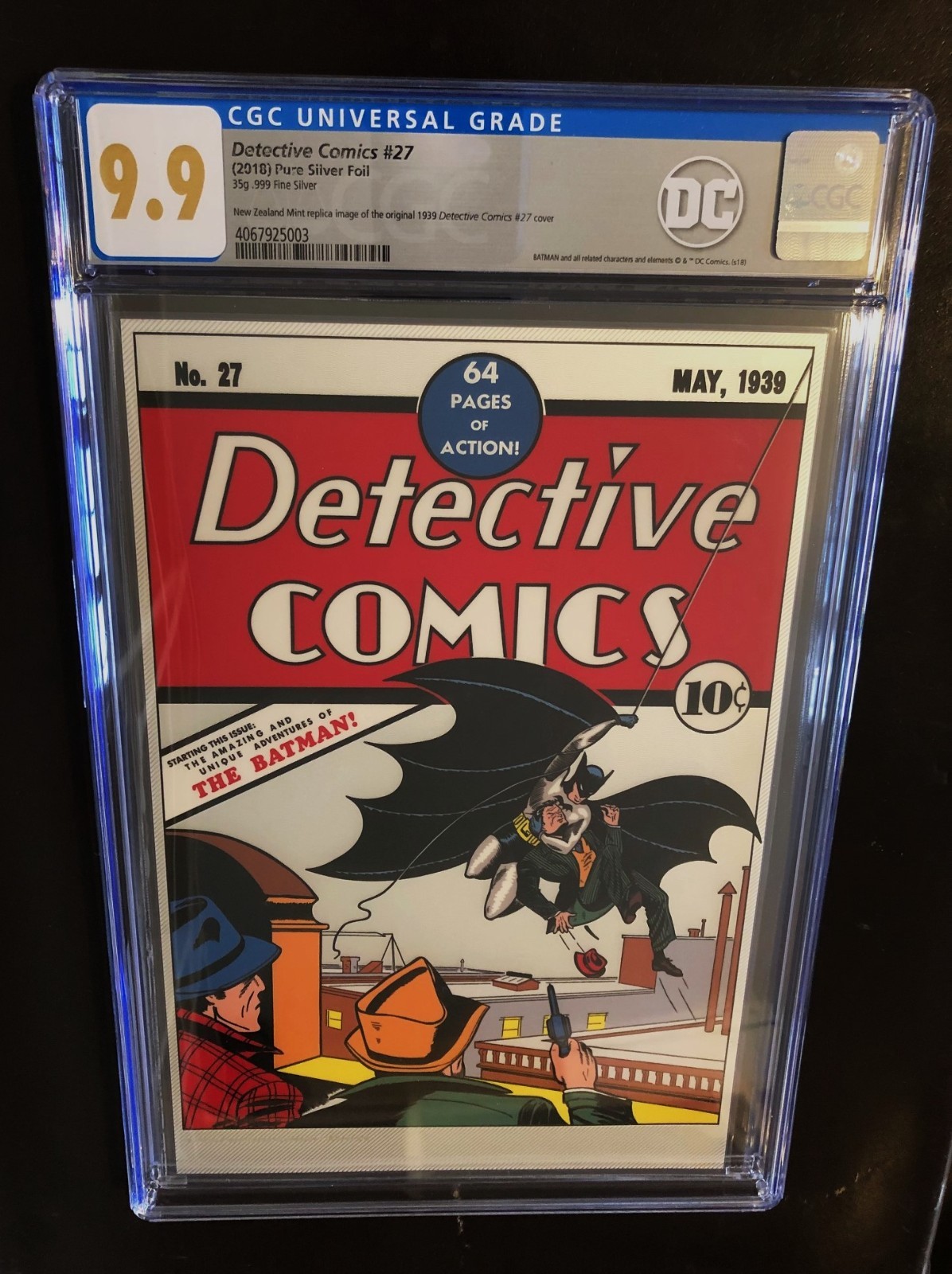 Detective Comics #27 CGC 9.9. Pure Silver Foil Classic Cover. Mint 1000. 2018.