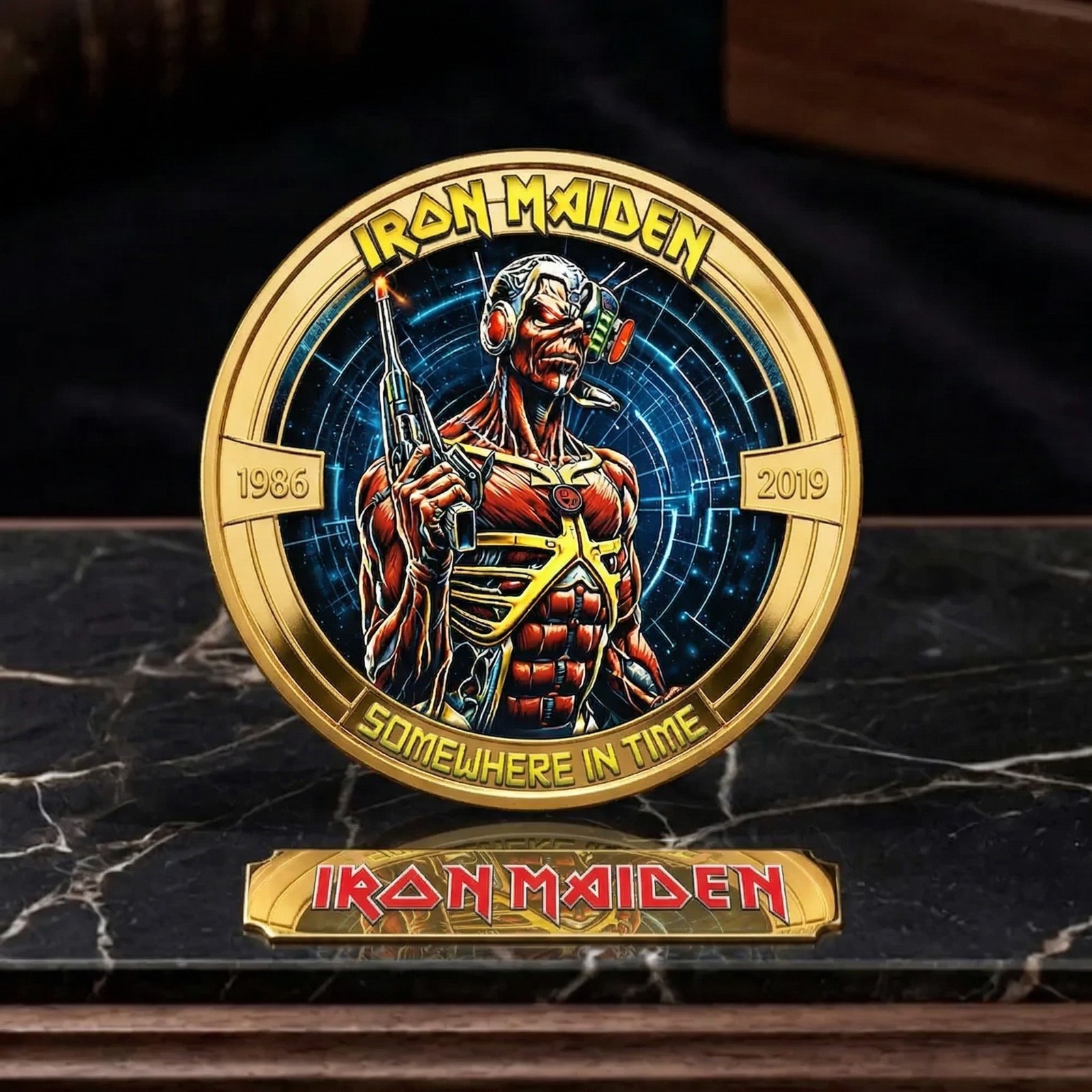 IRON MAIDEN Somewhere in Time Commemorative Coin Cyborg Eddie Heavy Metal Gift