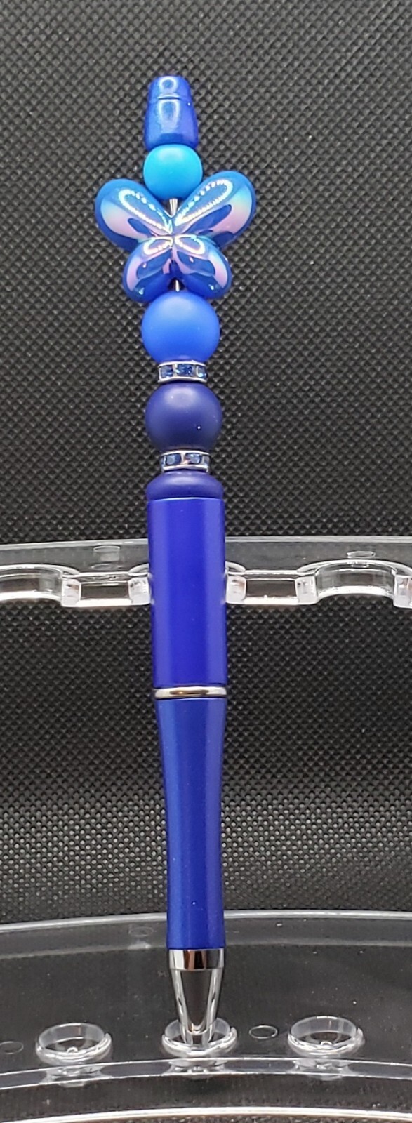 Blue Butterfly Beaded Pen – Handmade w/Silicone & Acrylic Beads – (B2G1 FREE!)