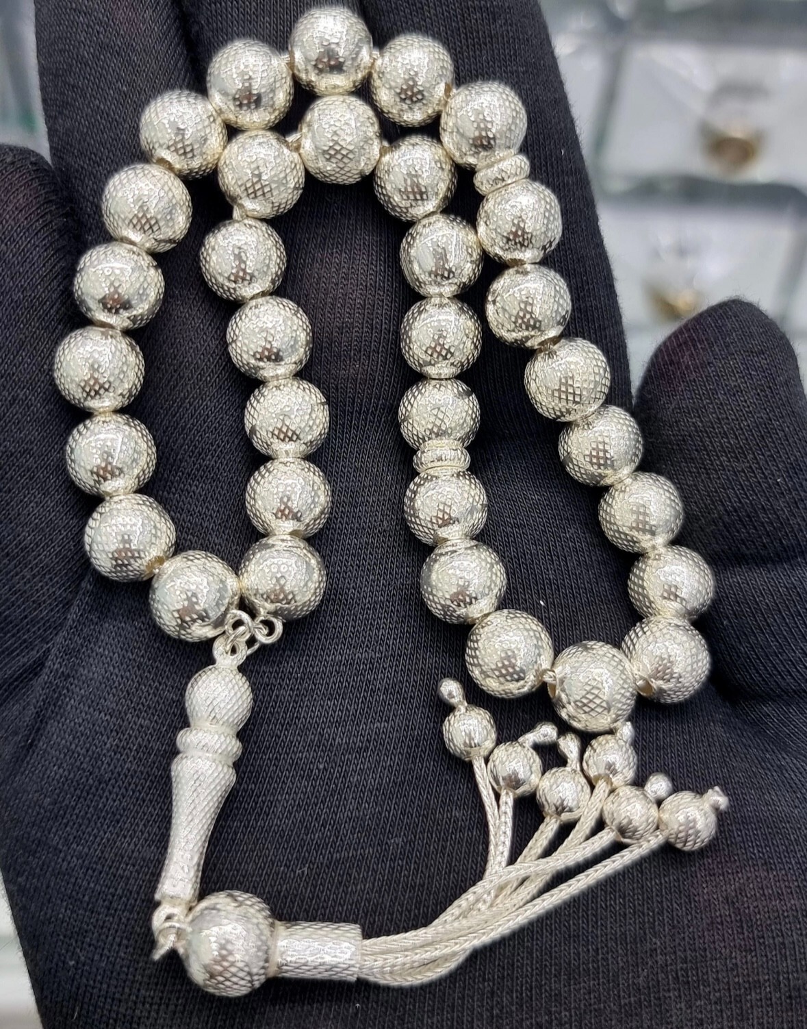 925 Sterling Silver Handmade Islamic Prayer Beads, Silver Misbaha Tasbih, Rosary