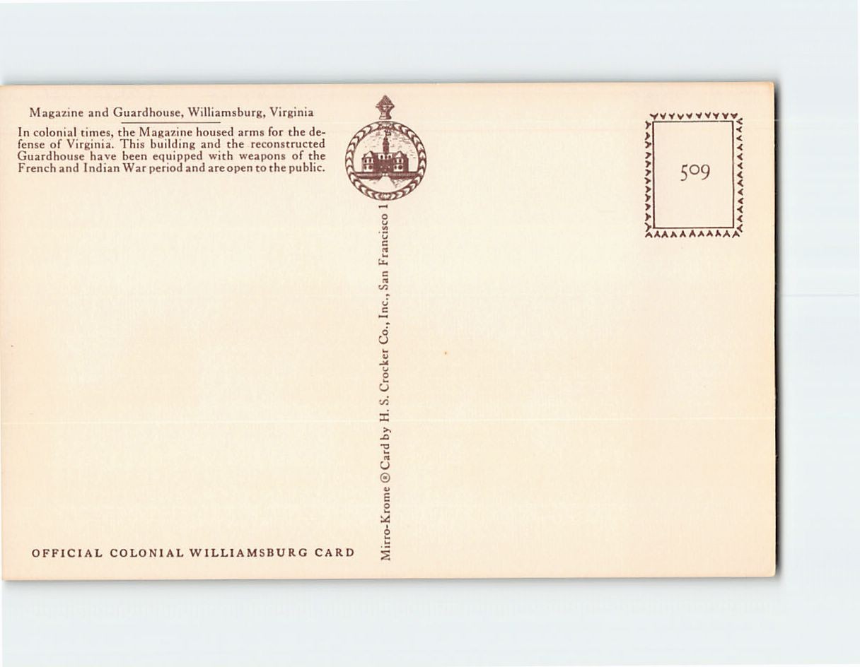 Postcard Magazine & Guardhouse Williamsburg Virginia USA