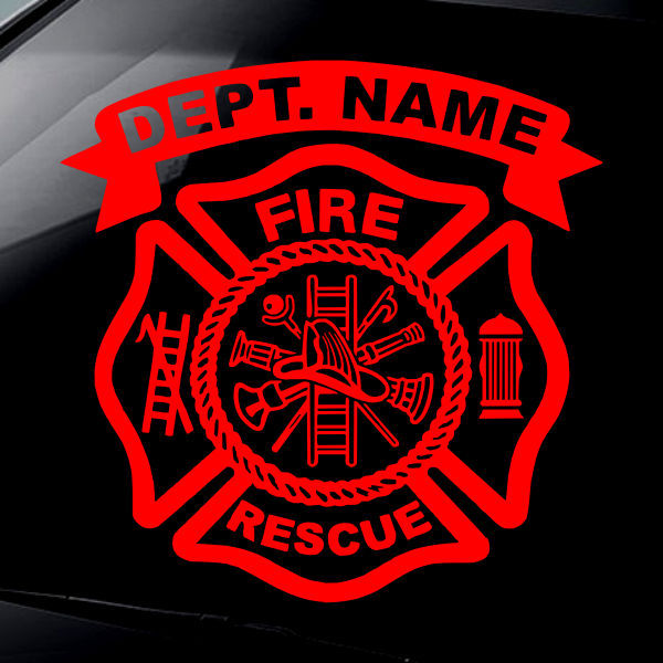 Fire Rescue Firefighter Volunteer LG 12″x12″ ADD YOUR TEXT Decal Sticker Fireman
