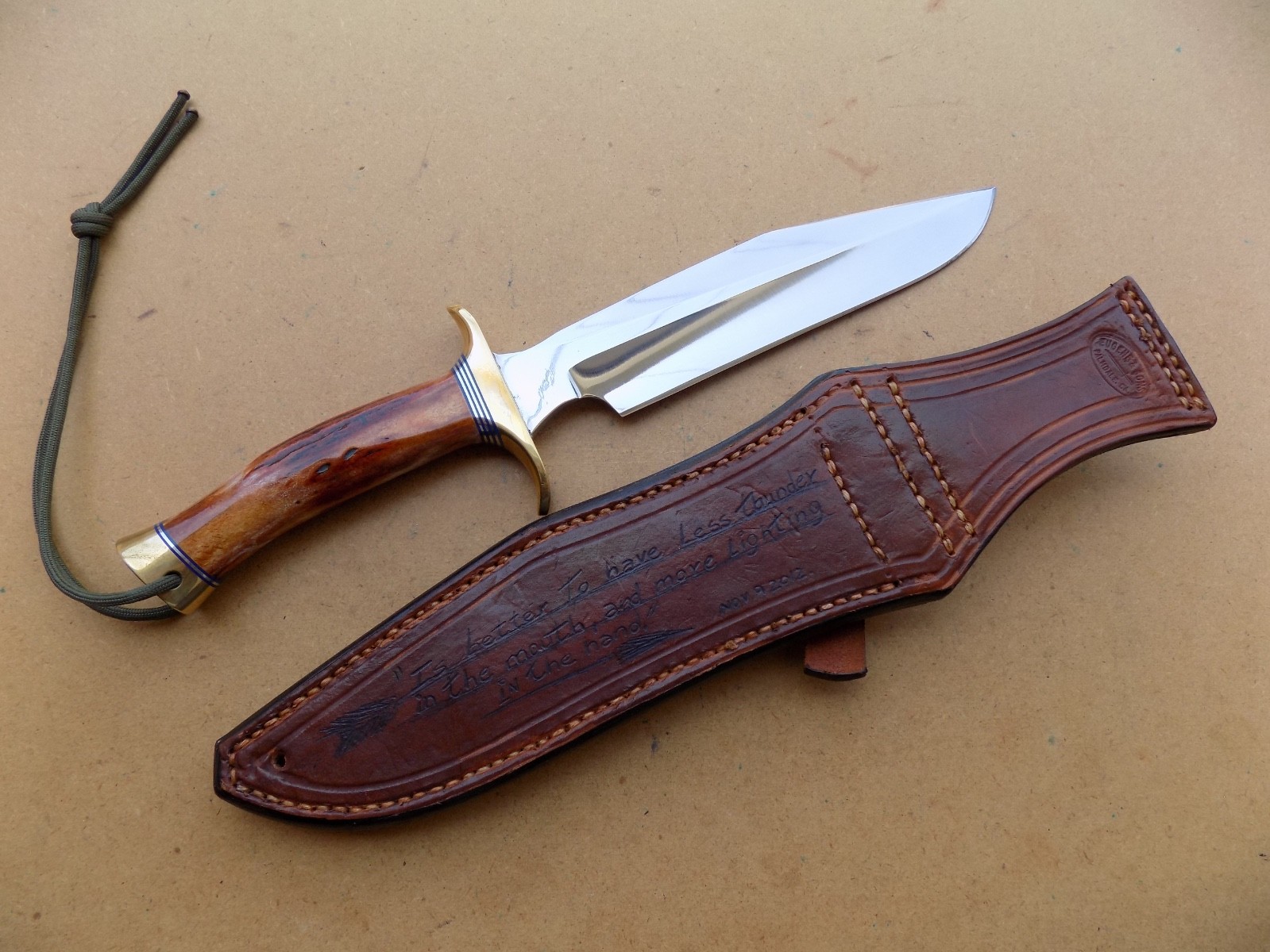 Eugene & Sons Large Custom Fighting Knife with Stag Handle