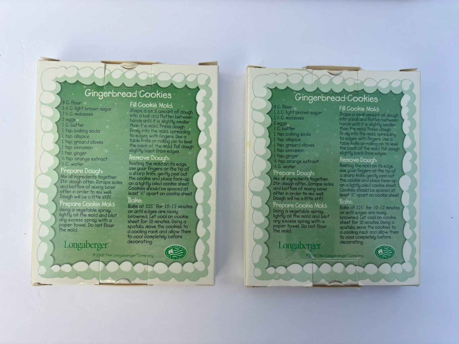 Longaberger Roger Ginger Cookie Molds 2000 Christmas Set w/ Original Boxes