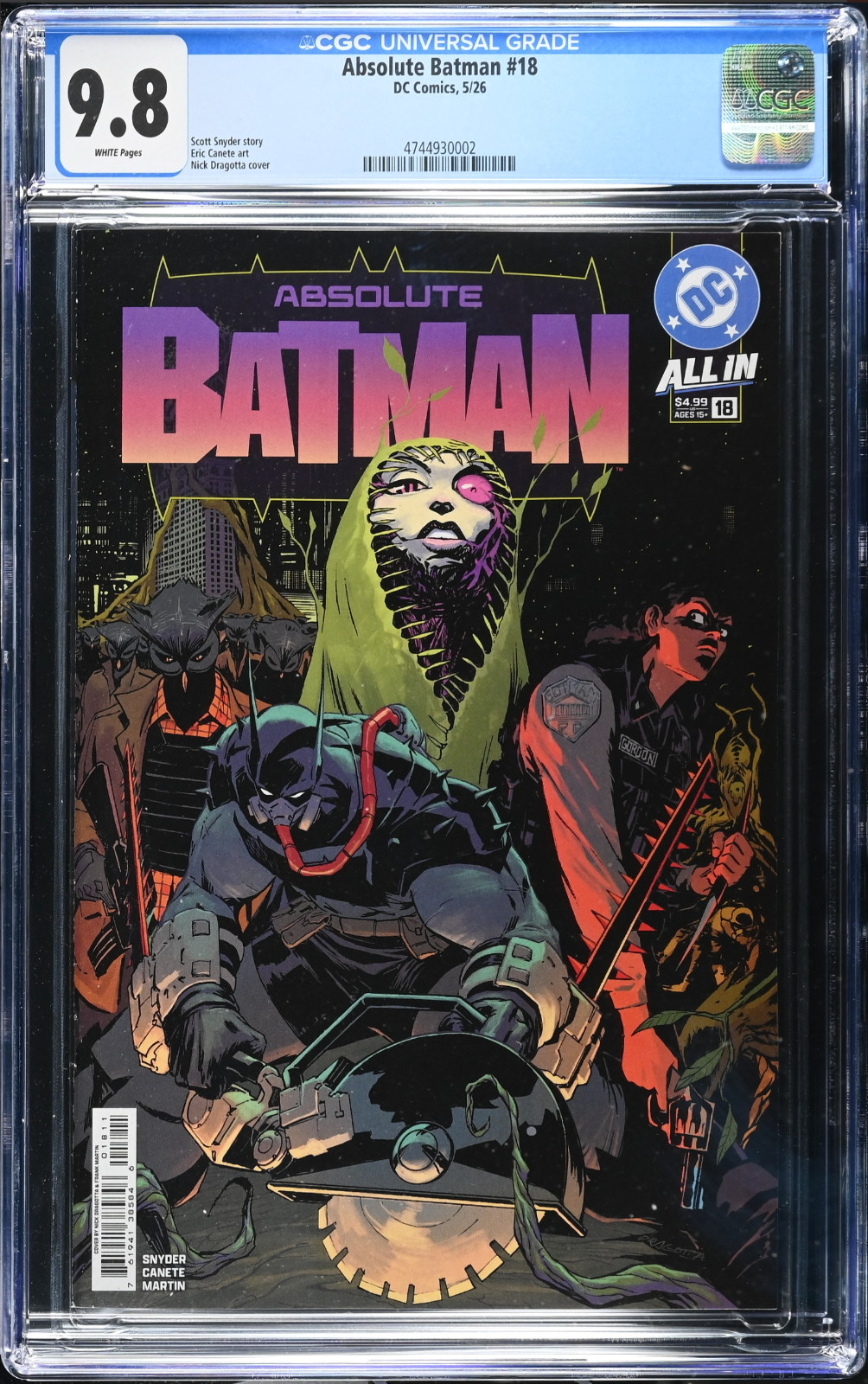 Absolute Batman #18 Cover A 1st Print CGC 9.8 Court of Owls DC Comics