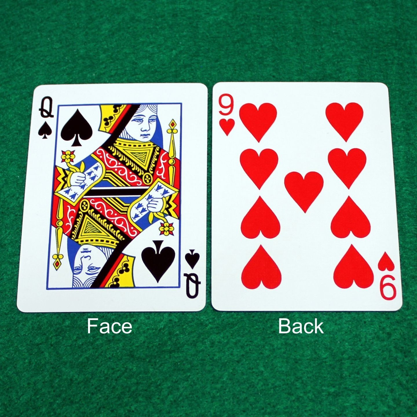 Queen of Spades / 9 of Hearts – Double Face, Bicycle Printed Gaff Card