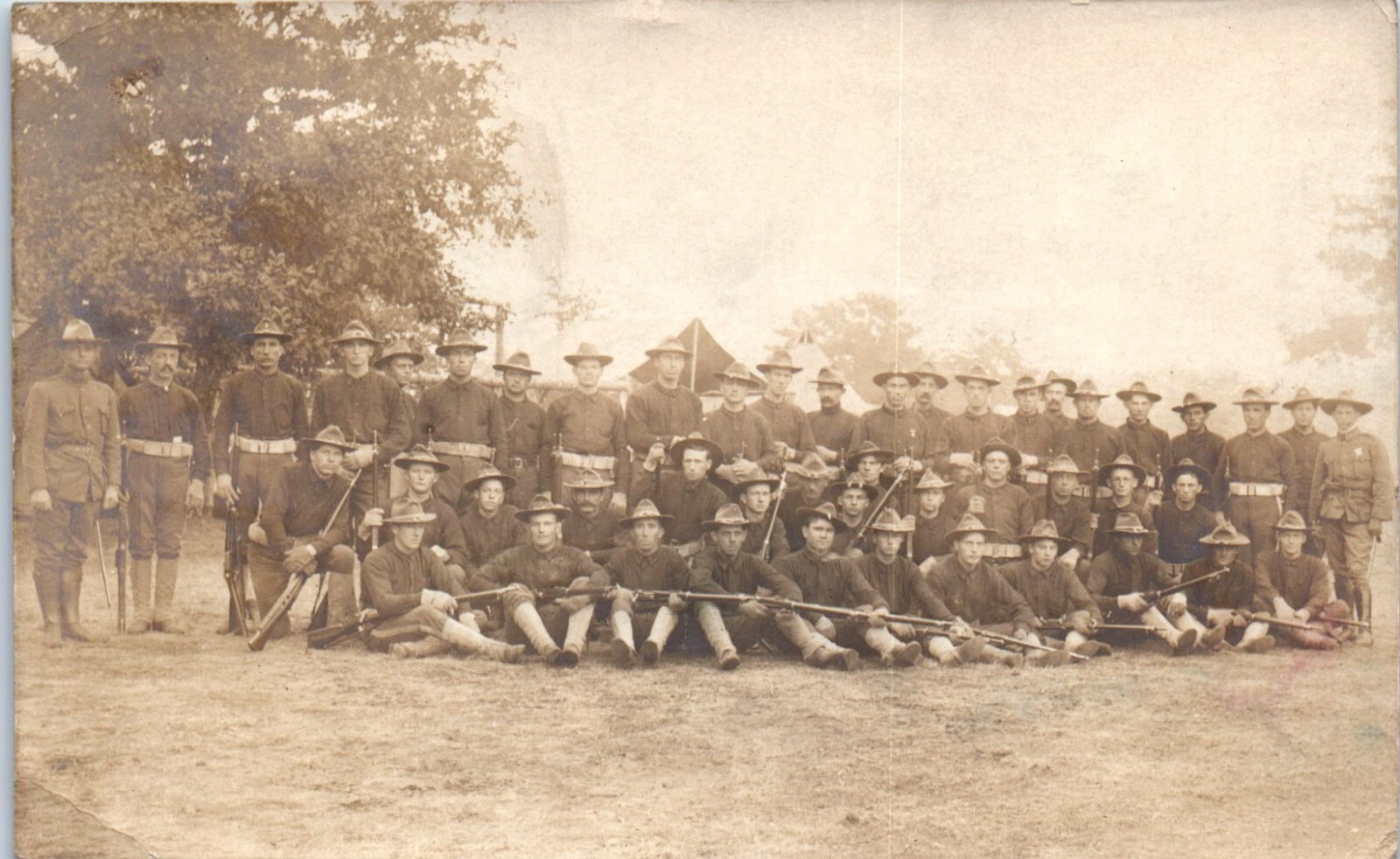 1900s Soldiers Rangers Men in Uniform Anonymous People Real Photo Postcard