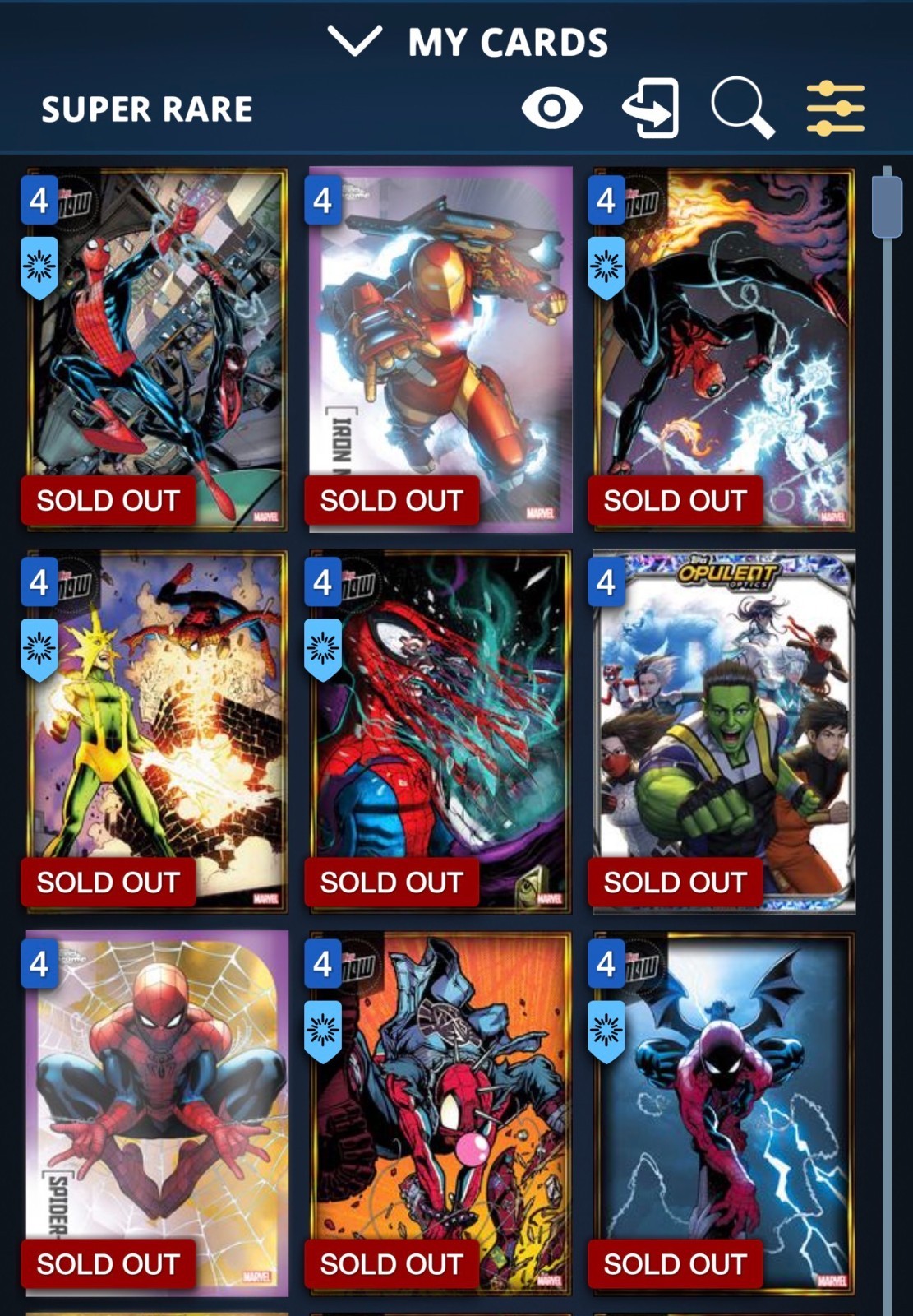 Topps Marvel Collect – 9 Regular/3 Now|VIP 2023-2025 Non-Award Super Rare (SRs)