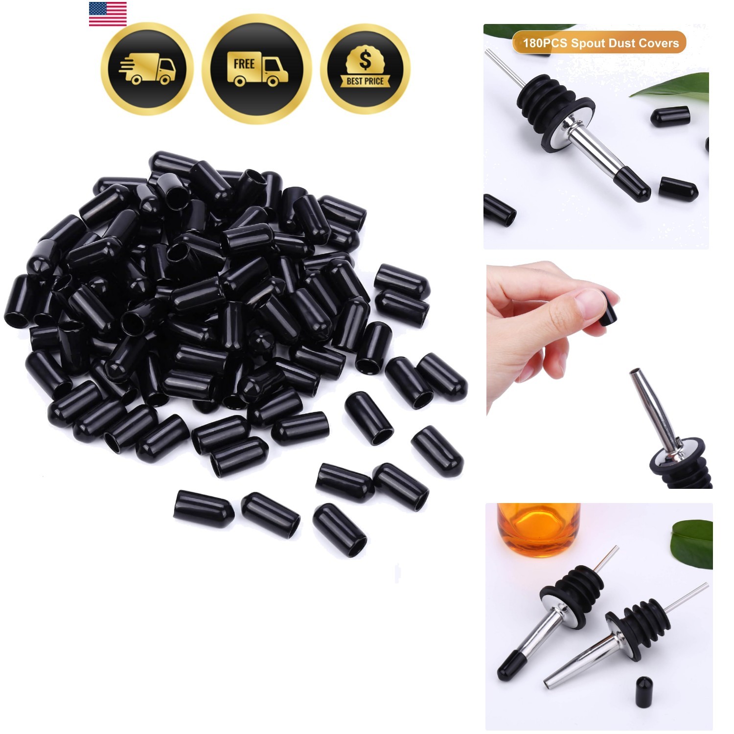 180PCS Pourers Dust Covers, Pour Spot Caps, Liquor Spout Covers, Olive Oil Li…