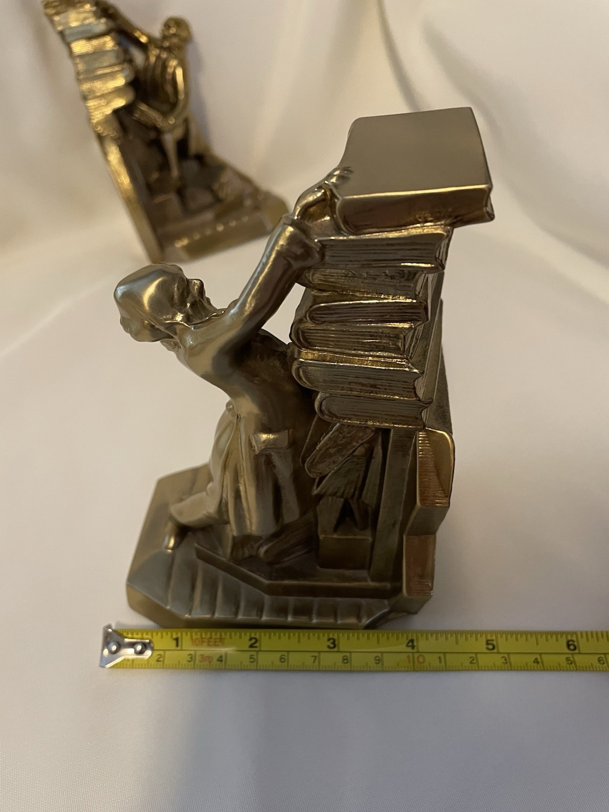 Struggling Librarians Solid Brass Bookends PM Craftsman USA