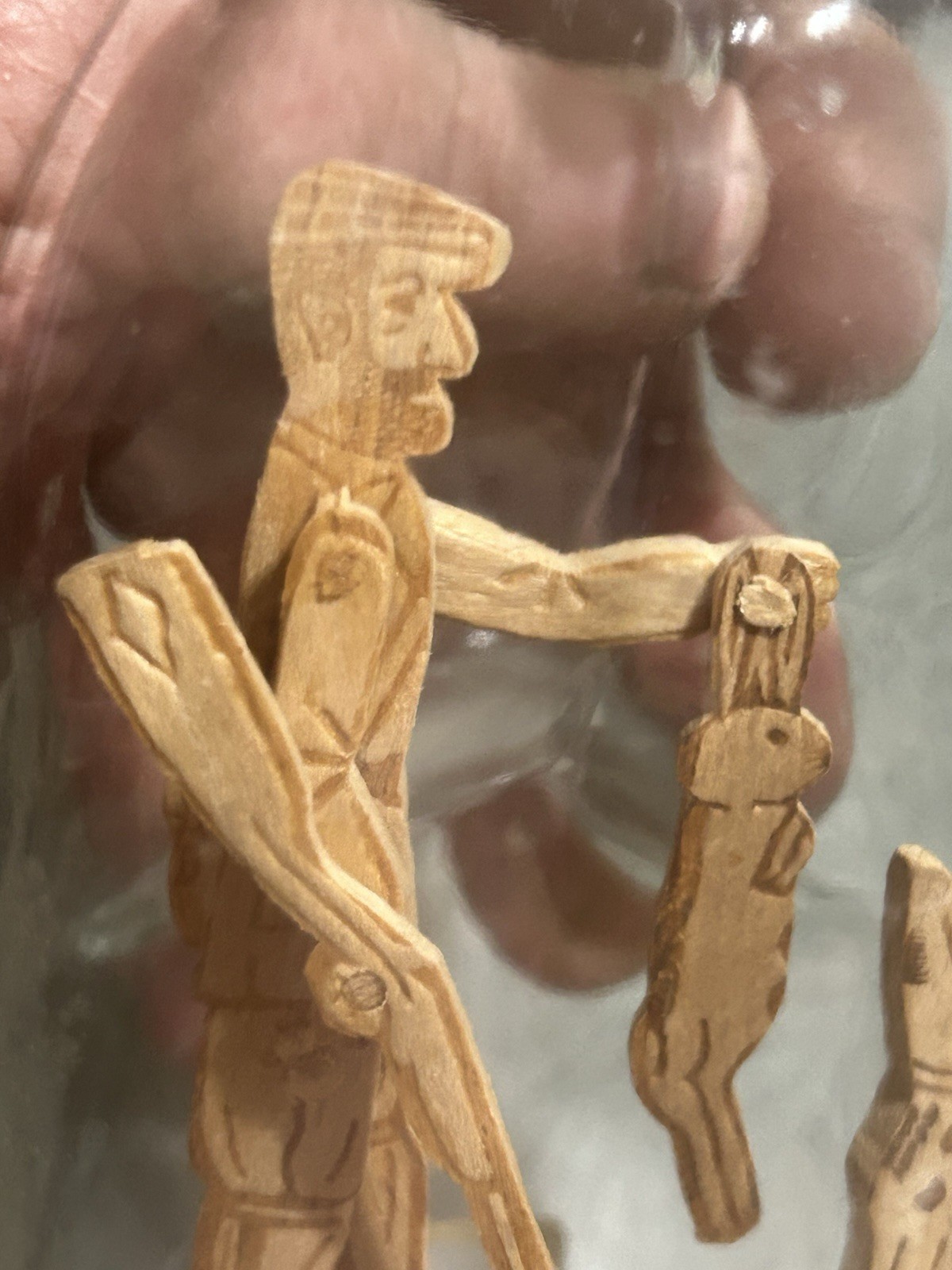 UNIQUE FOLK ART Whimsy in Bottle HUNTER WITH RABBIT & DOG DETAILED HAND MADE