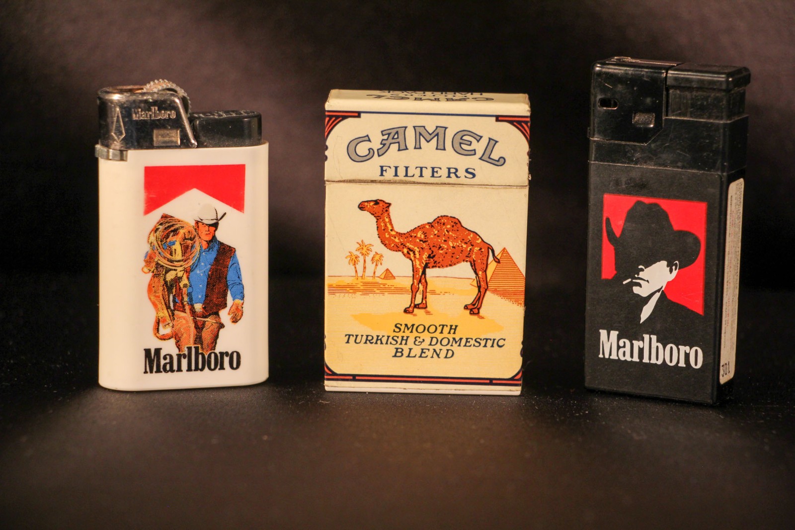 Vintage Camel Marlboro Cigarette Lighters Retro Collectable not working