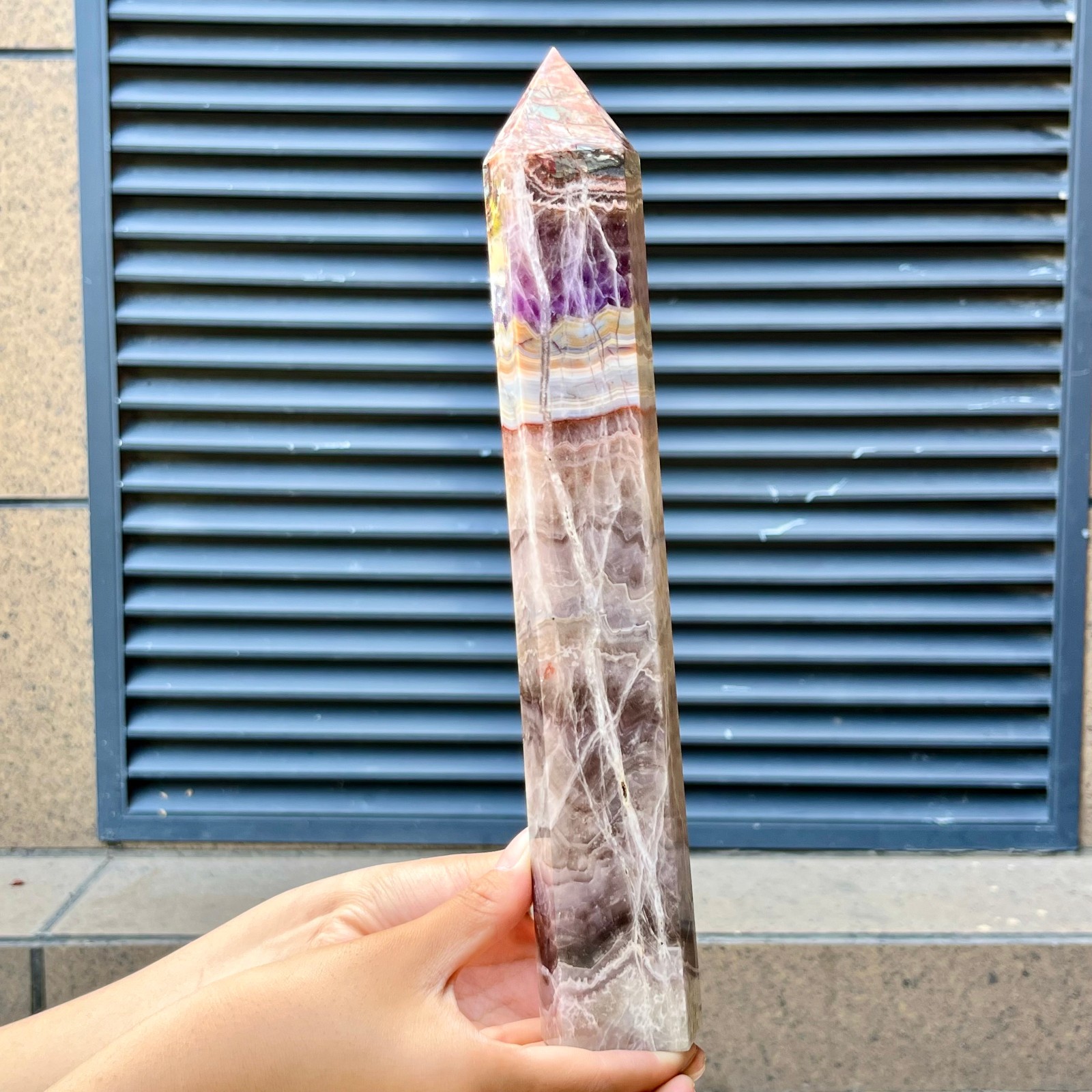 Amethyst Agate Natural Tower Purple Crystal Point Collectible Specimen 2.3 lb