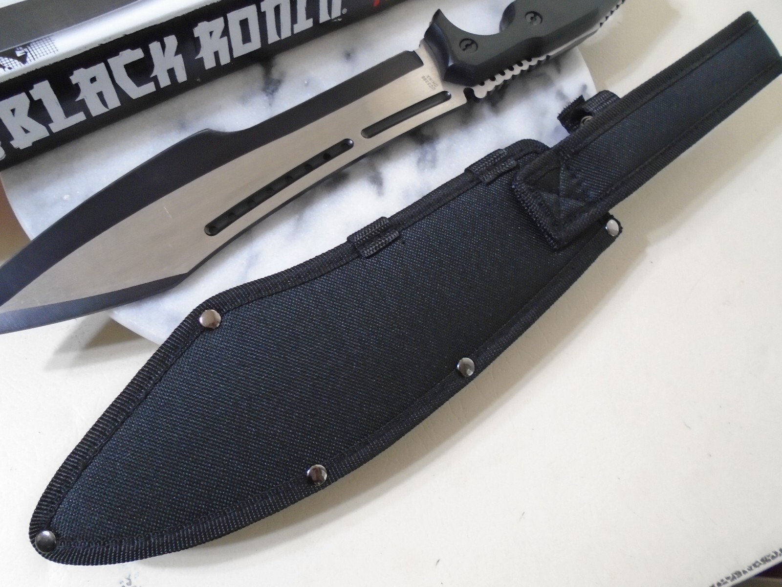 Black Ronin Stealth Machete Bowie Fixed Blade Knife 4mm Full Tang Wood UC3396