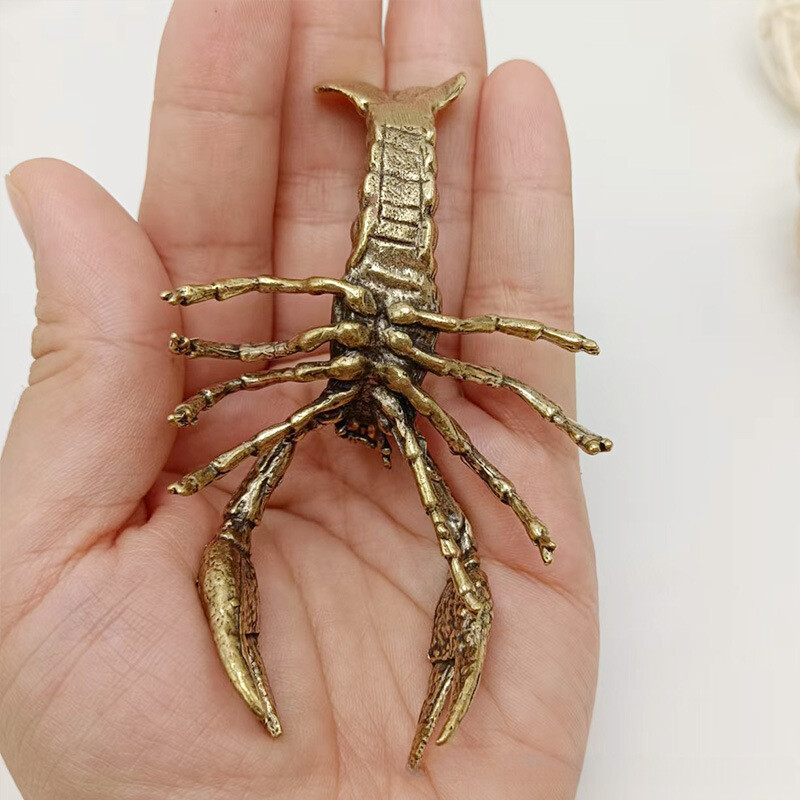 Brass Lobster Statue Animal Statue Ornament Toy Home Office Decoration Gift
