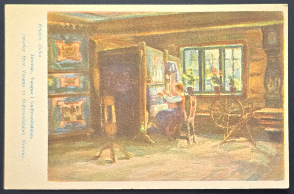 1925 Norway Postcard Kristen Holbø Interior Vanga Gudbrandsdalen Art Print