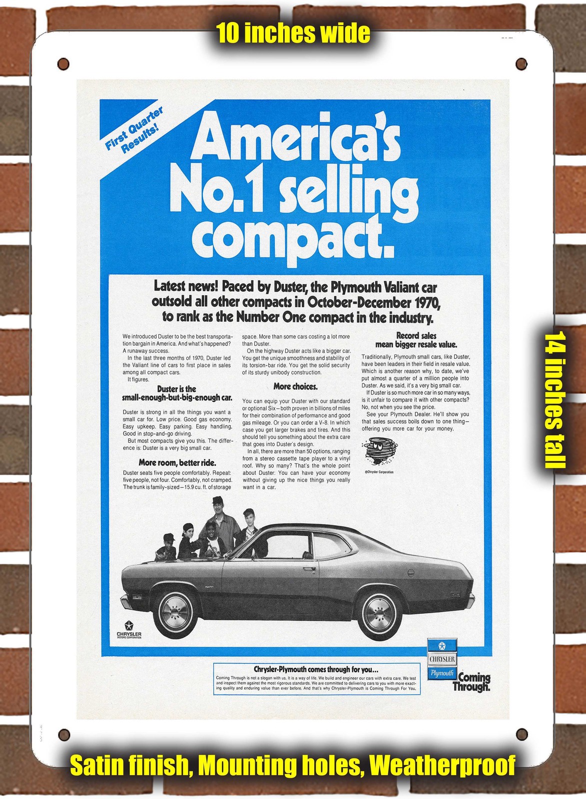 Metal Sign – 1971 Plymouth Duster – 10×14 inches