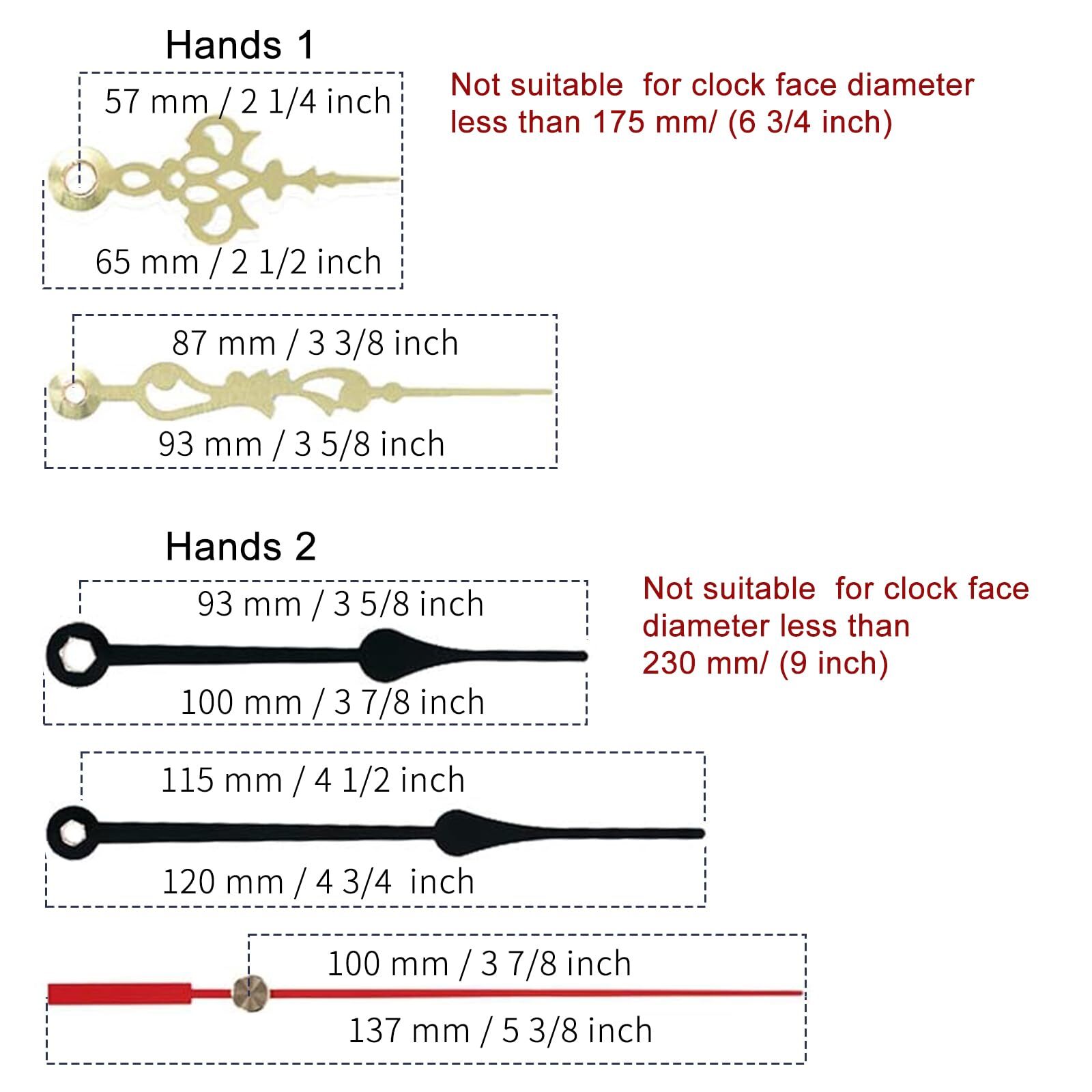 Silent Sweep Clock Movement Kit Includes Mechanism and 3 Styles of Hands